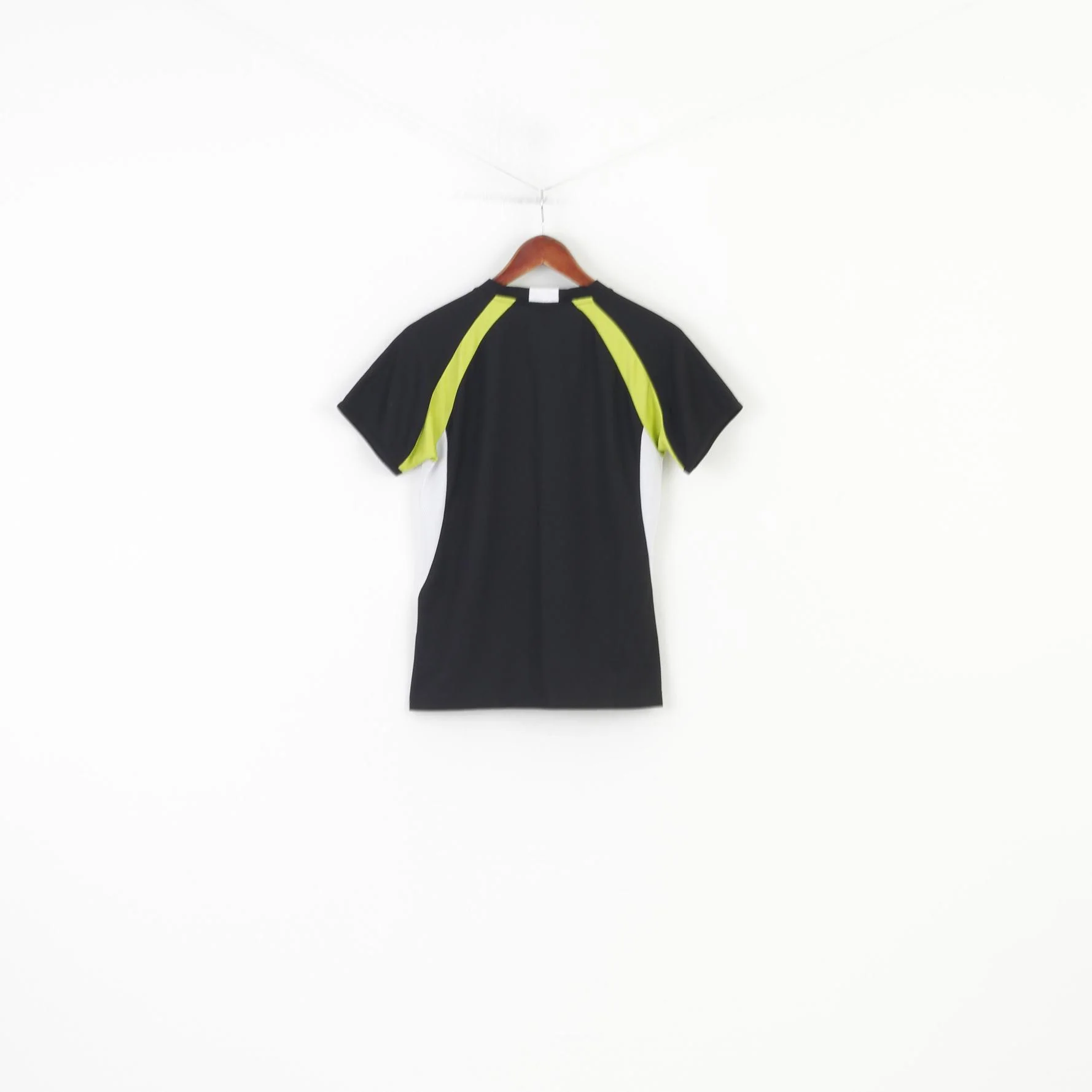 3 Stars Women 36 T-Shirt SKY Black Mesh Sport Crew Neck Stretch Vintage Top - Image 8