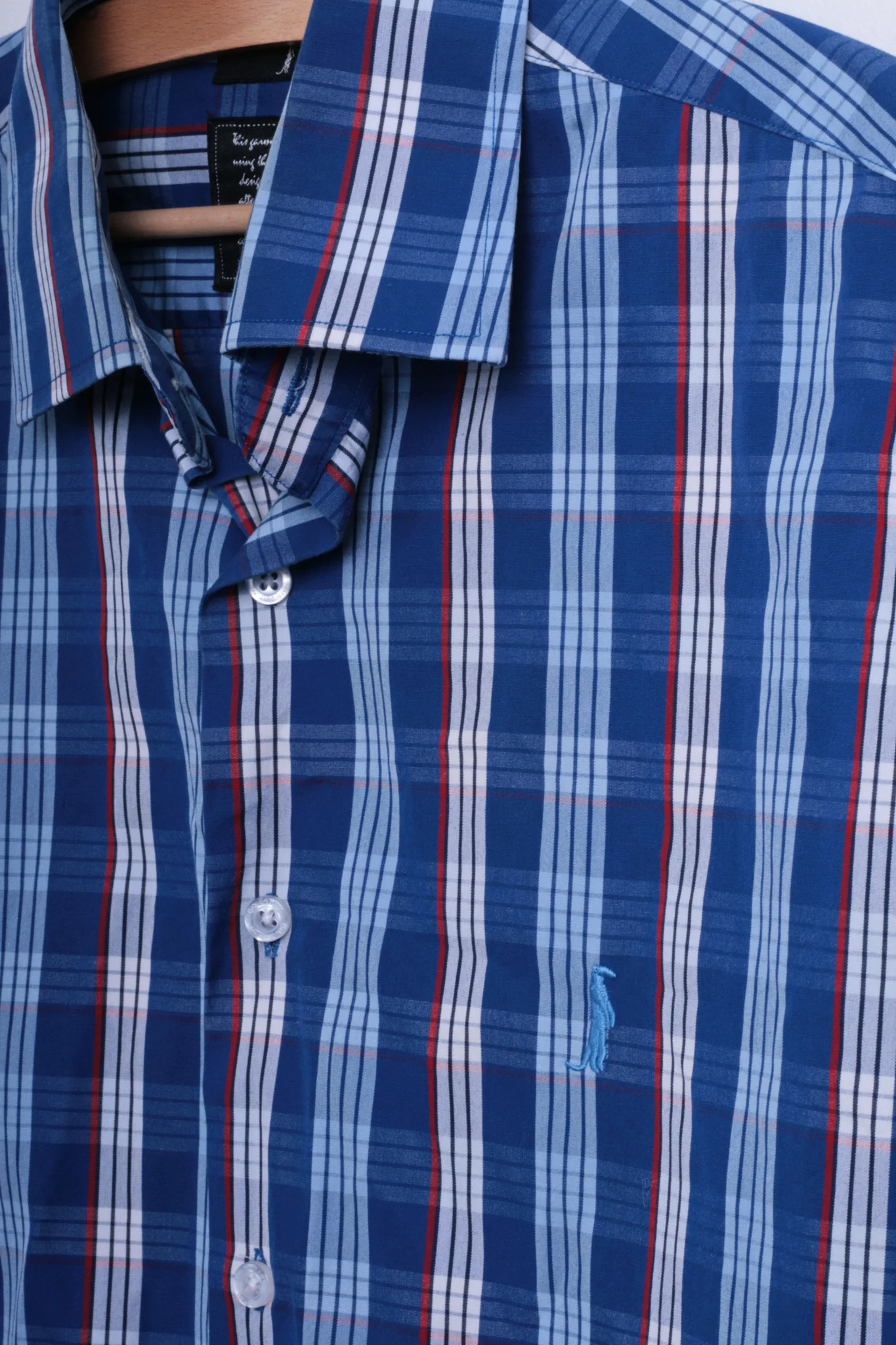 6th Sense Global Designs Mens M Casual Shirt Check Royal Blue Cotton - Image 3