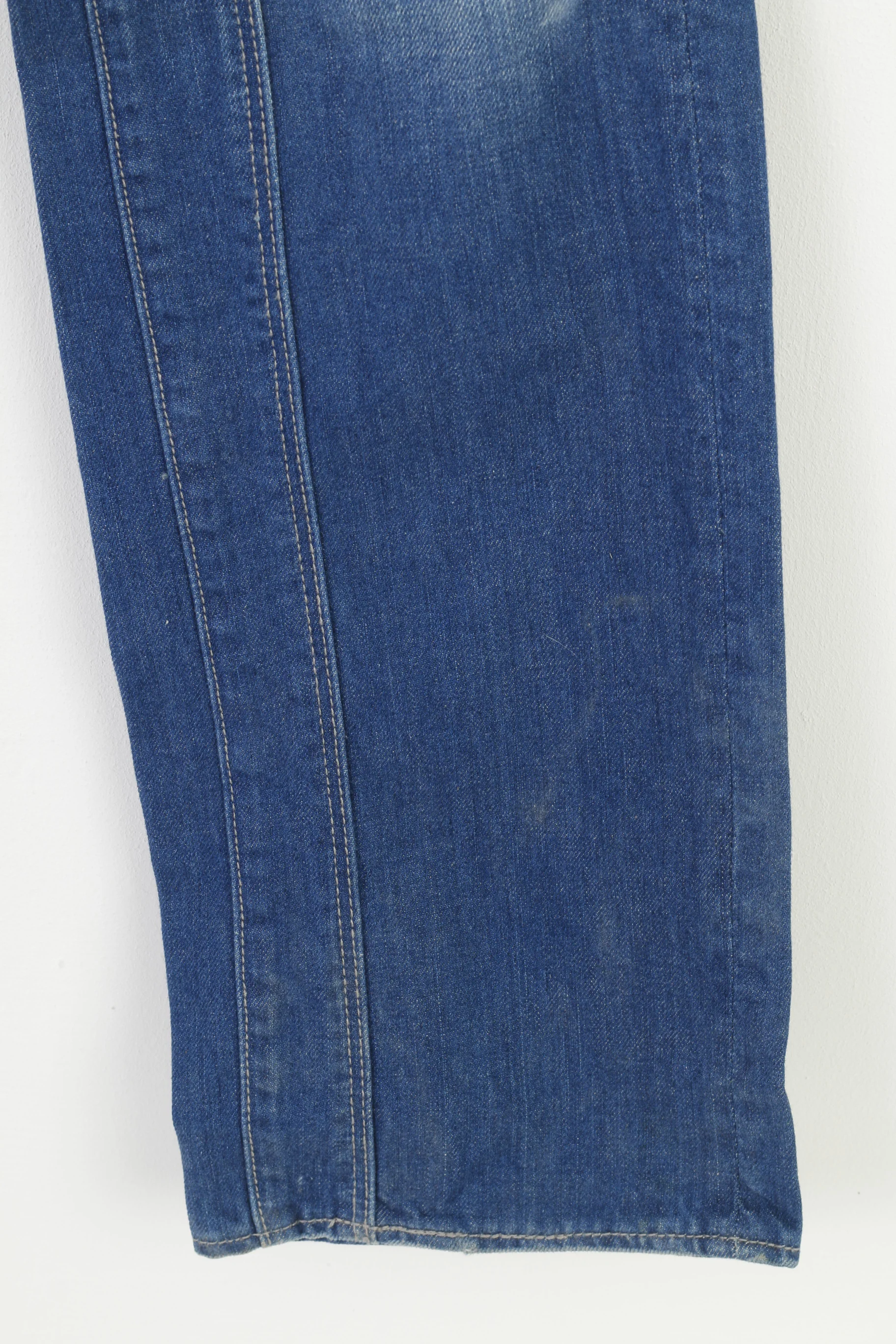882 POLICE Men 30 Jeans Trousers Picolino Blue Denim Straight Leg Zipper Pockets Pants - Image 4