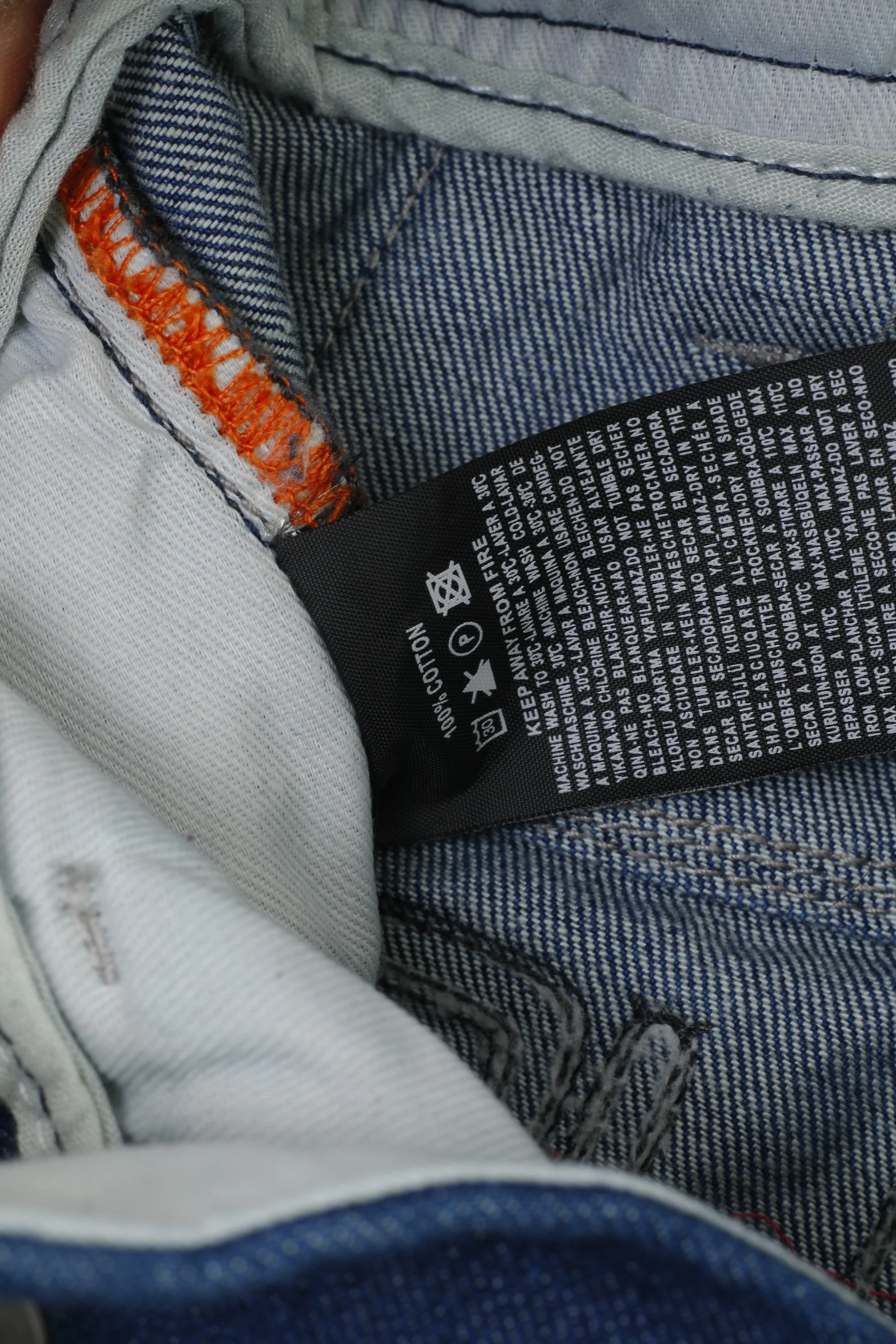882 POLICE Men 30 Jeans Trousers Picolino Blue Denim Straight Leg Zipper Pockets Pants - Image 8