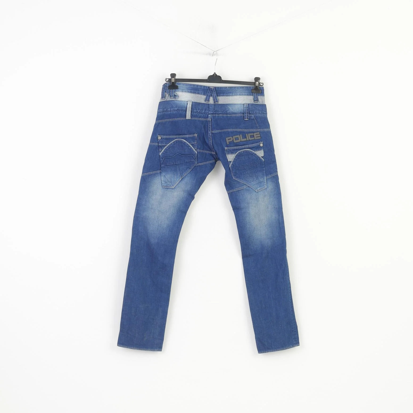 882 POLICE Men 30 Jeans Trousers Picolino Blue Denim Straight Leg Zipper Pockets Pants - Image 9