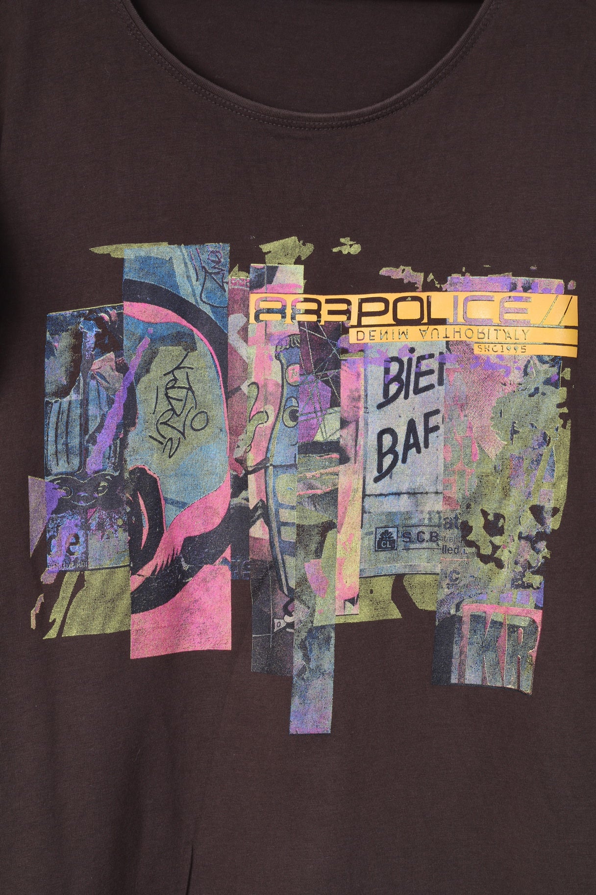 883 Police Men S Shirt Brown Cotton Graphic Graffiti Casual Top - Image 3