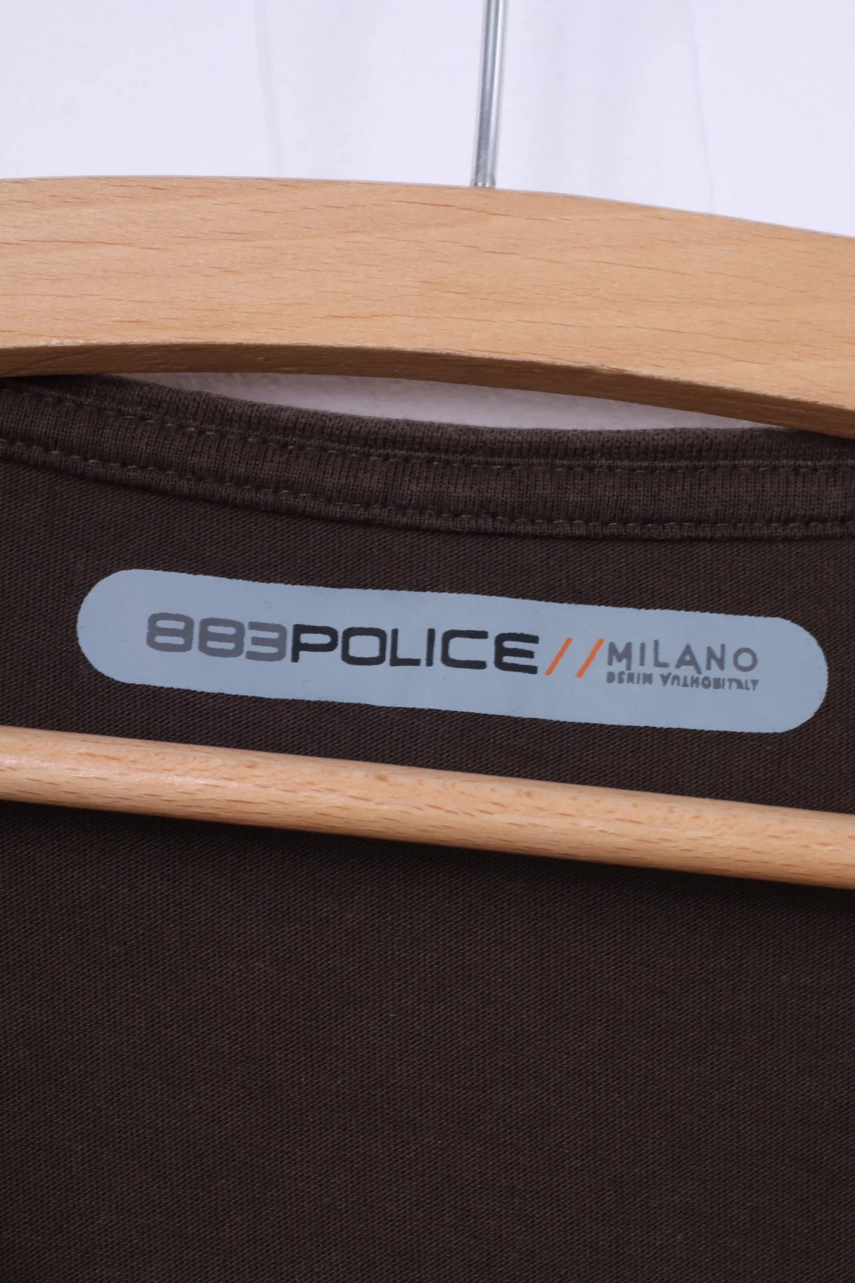 883 Police Men S Shirt Brown Cotton Graphic Graffiti Casual Top - Image 4