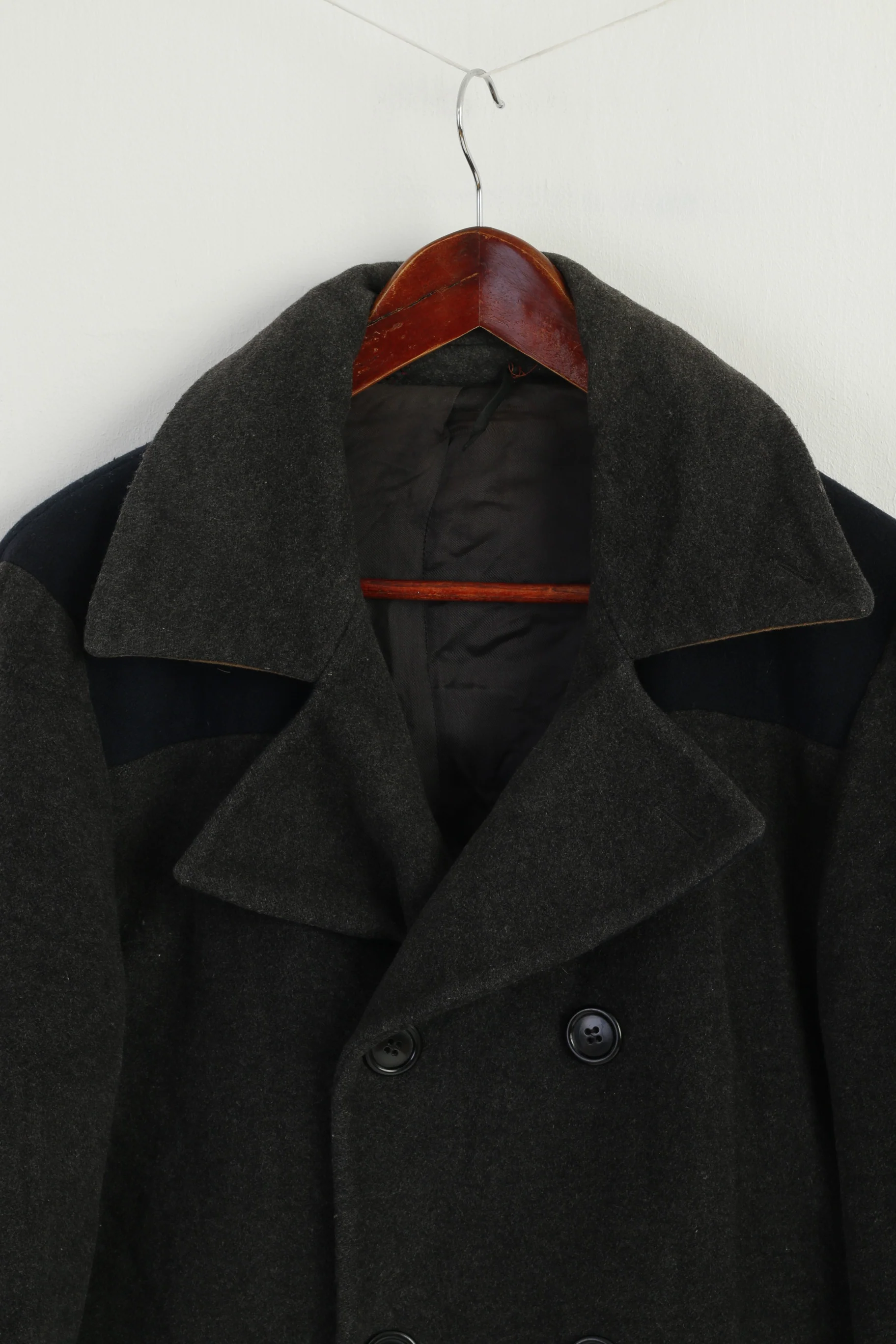 Paul Smith Men M Coat Charcoal Wool Cashmere Blend Vintage Double Breasted Top - Image 2