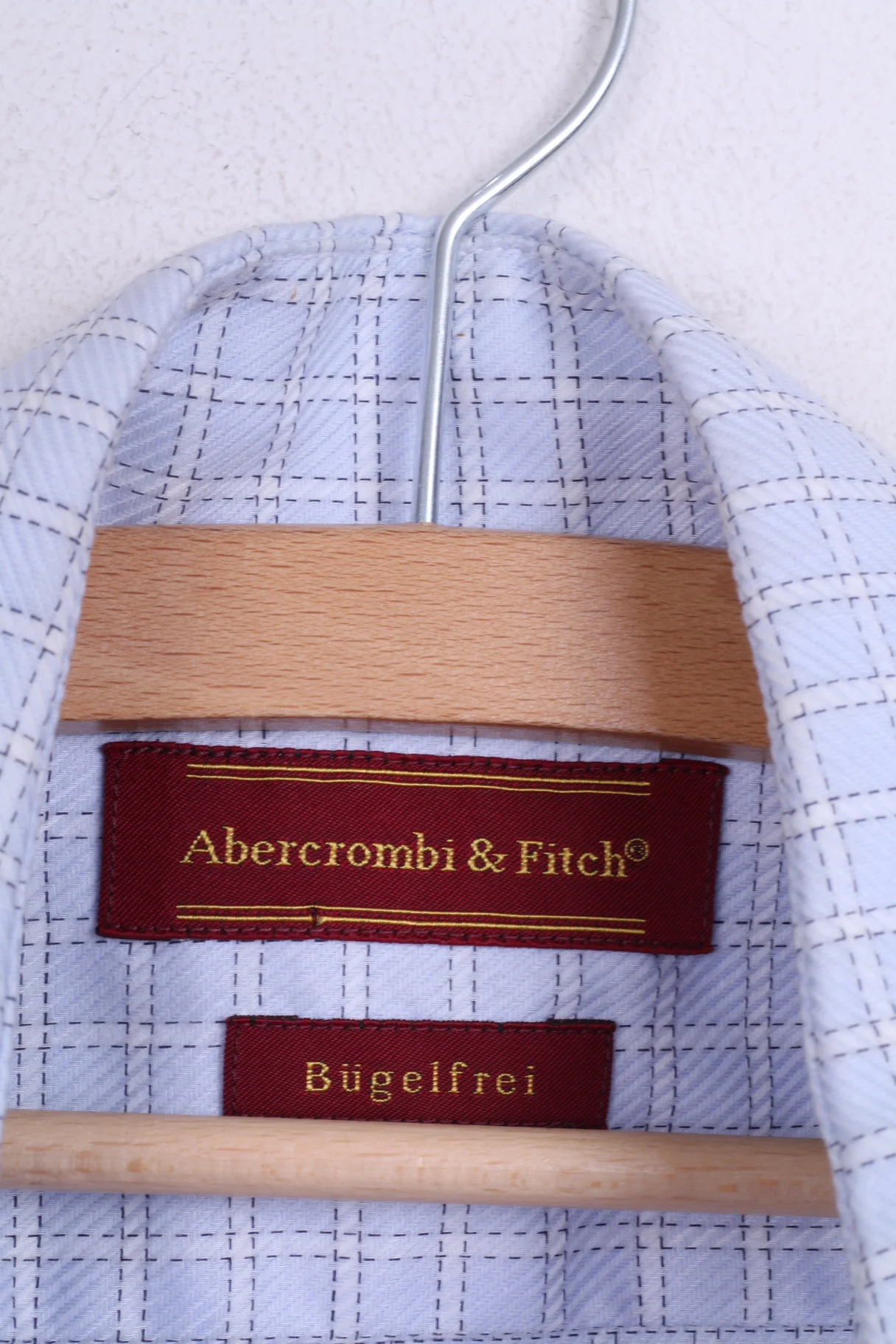 Abercrombi & Fitch Mens 38 M Casual Shirt Blue Check Long Sleeve - Image 4
