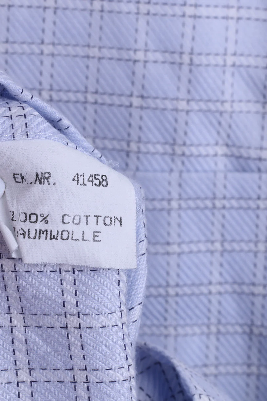 Abercrombi & Fitch Mens 38 M Casual Shirt Blue Check Long Sleeve - Image 5