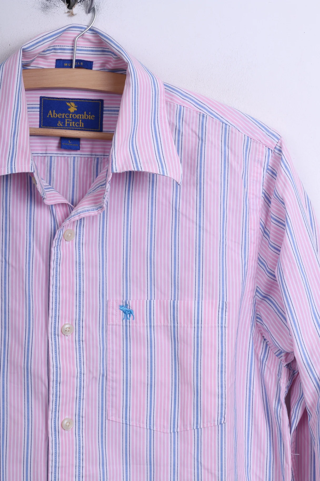 Abercrombie & Fitch Mens L Casual Shirt Striped Muscle Cotton - Image 3