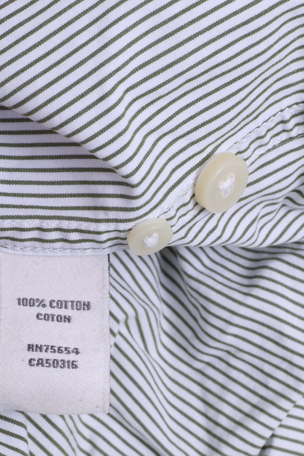 Abercrombie & Fitch Mens L Casual Shirt White Cotton Striped Muscle - Image 5
