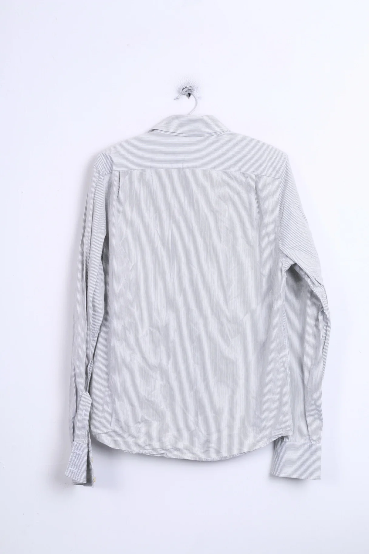Abercrombie & Fitch Mens L Casual Shirt White Cotton Striped Muscle - Image 6
