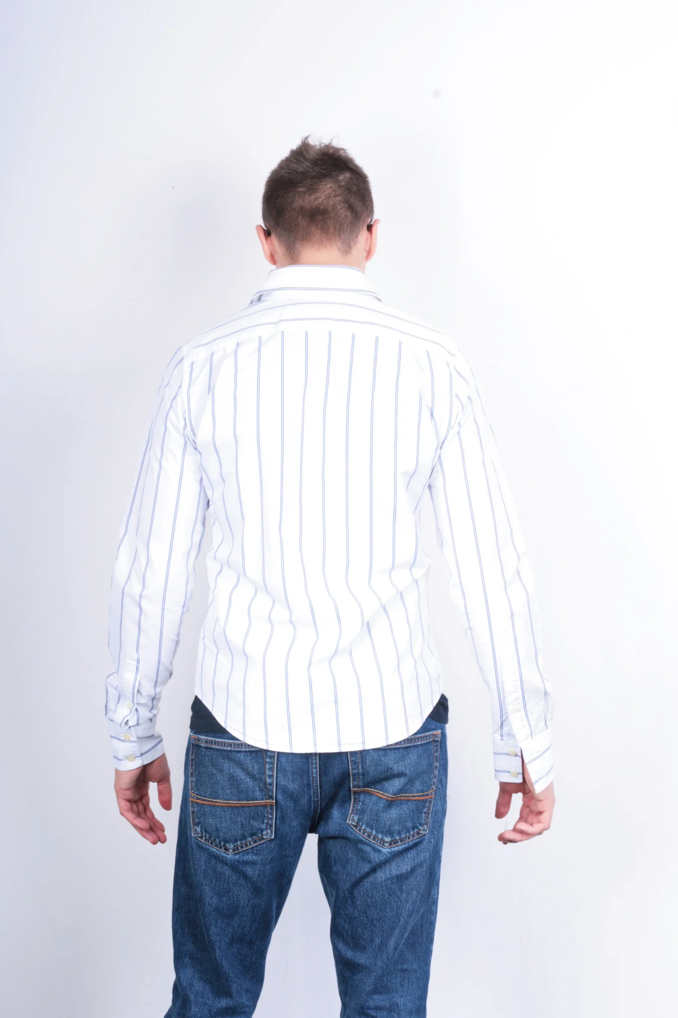 Abercrombie & Fitch Mens S Casual Shirt White Cotton Striped Muscle - Image 5