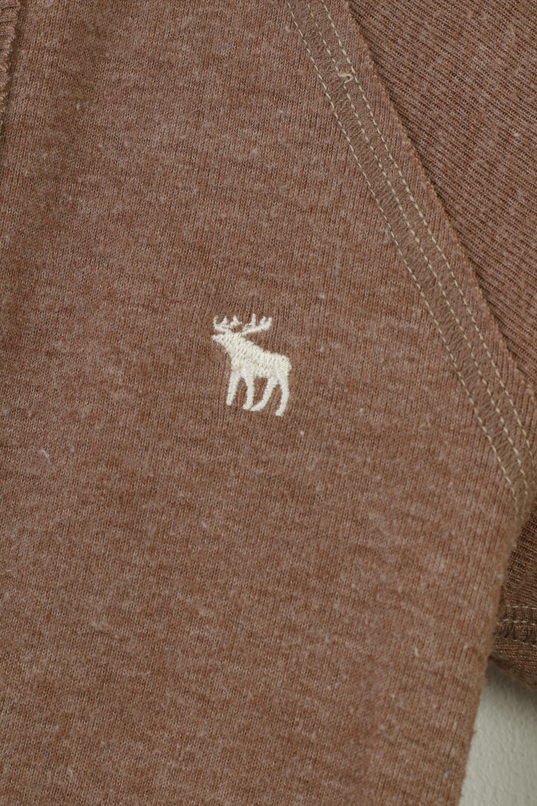 Abercrombie Girls L Shirt Jumper Brown Cotton Hood V Neck Vintage Top - Image 4