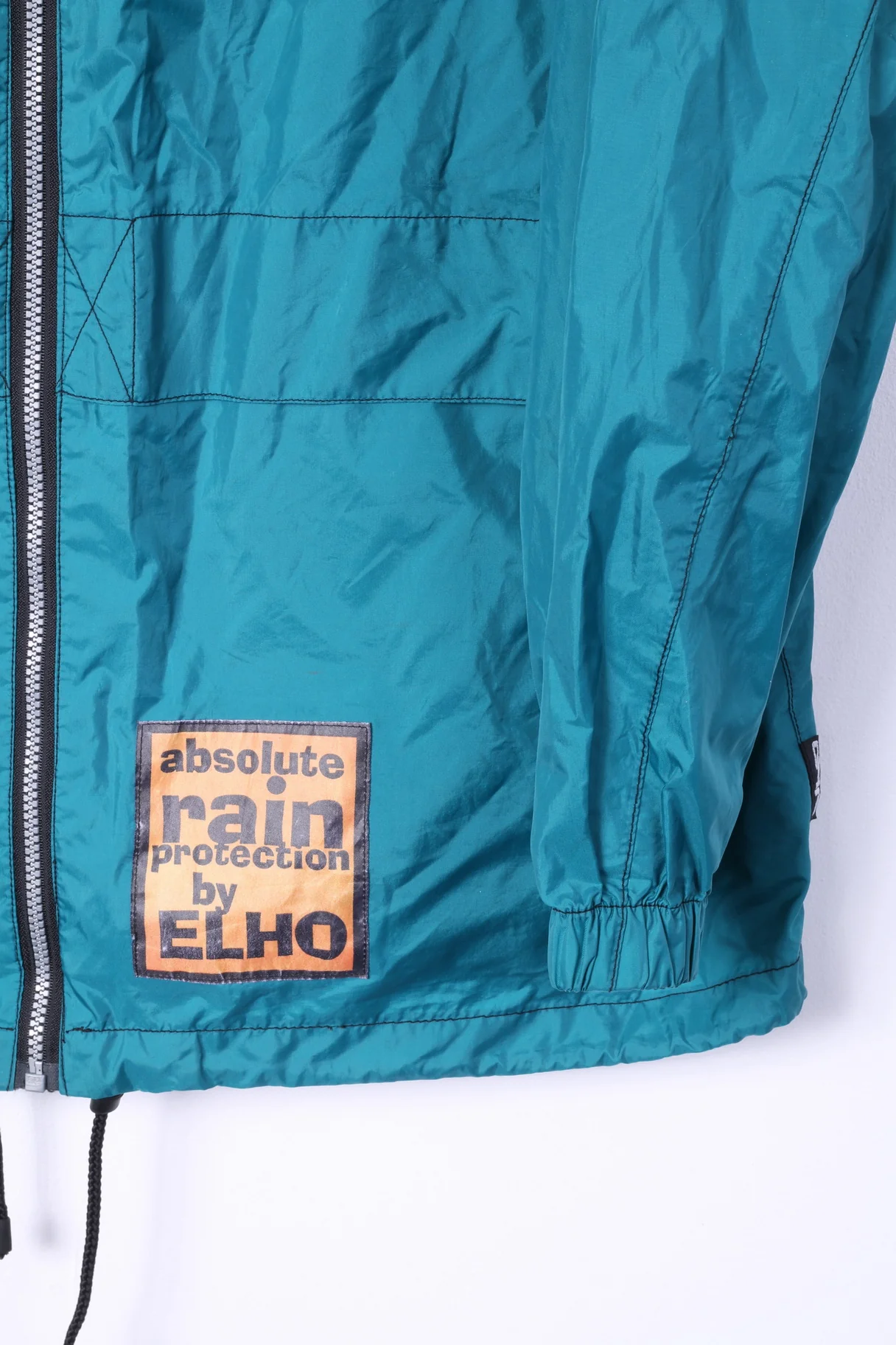 Absolute Rain Protection by Elho Men L Jacket Green Zip Up Vintage 90s Hidden Hood Top - Image 3
