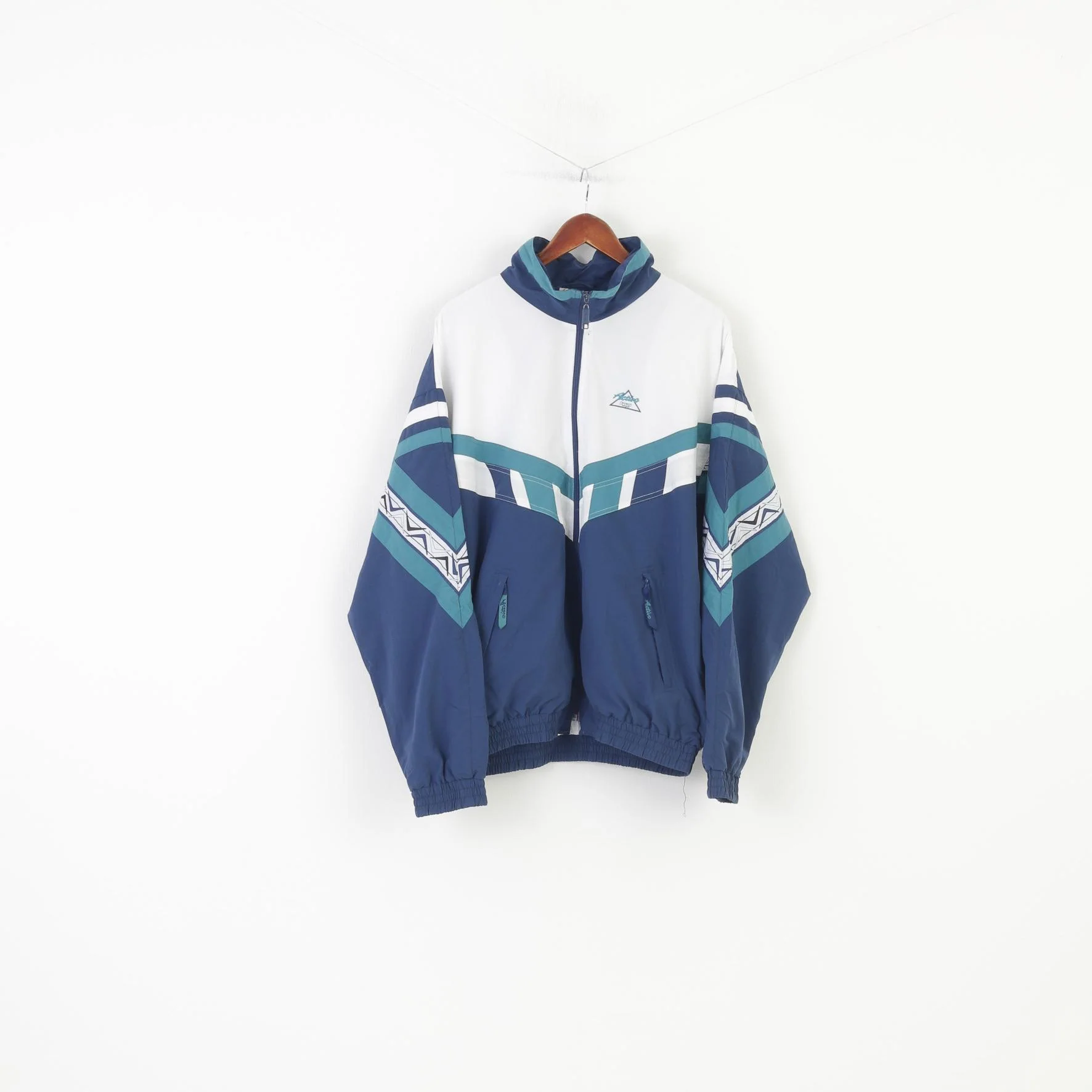 Active Sports Wear Men XL Jacket Navy Retro Lightweight Full Zipper Activewear Top