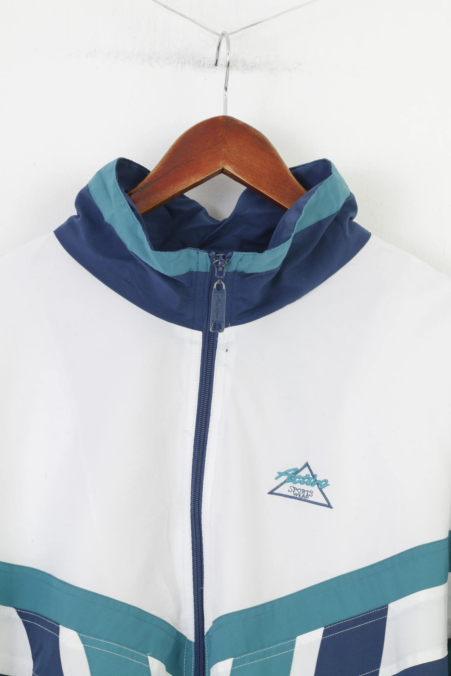 Active Sports Wear Men XL Jacket Navy Retro Lightweight Full Zipper Activewear Top - Image 2