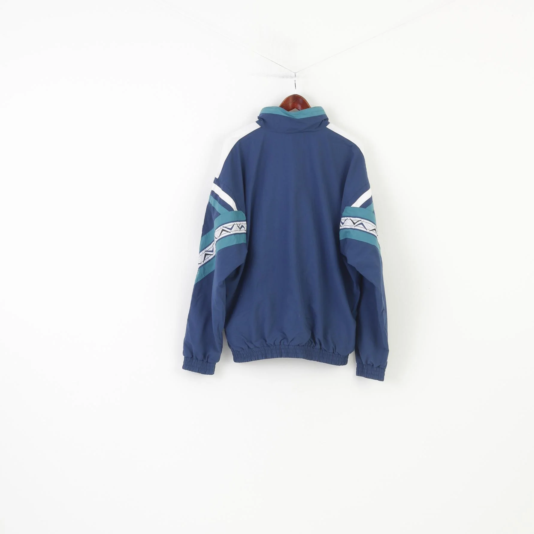 Active Sports Wear Men XL Jacket Navy Retro Lightweight Full Zipper Activewear Top - Image 7