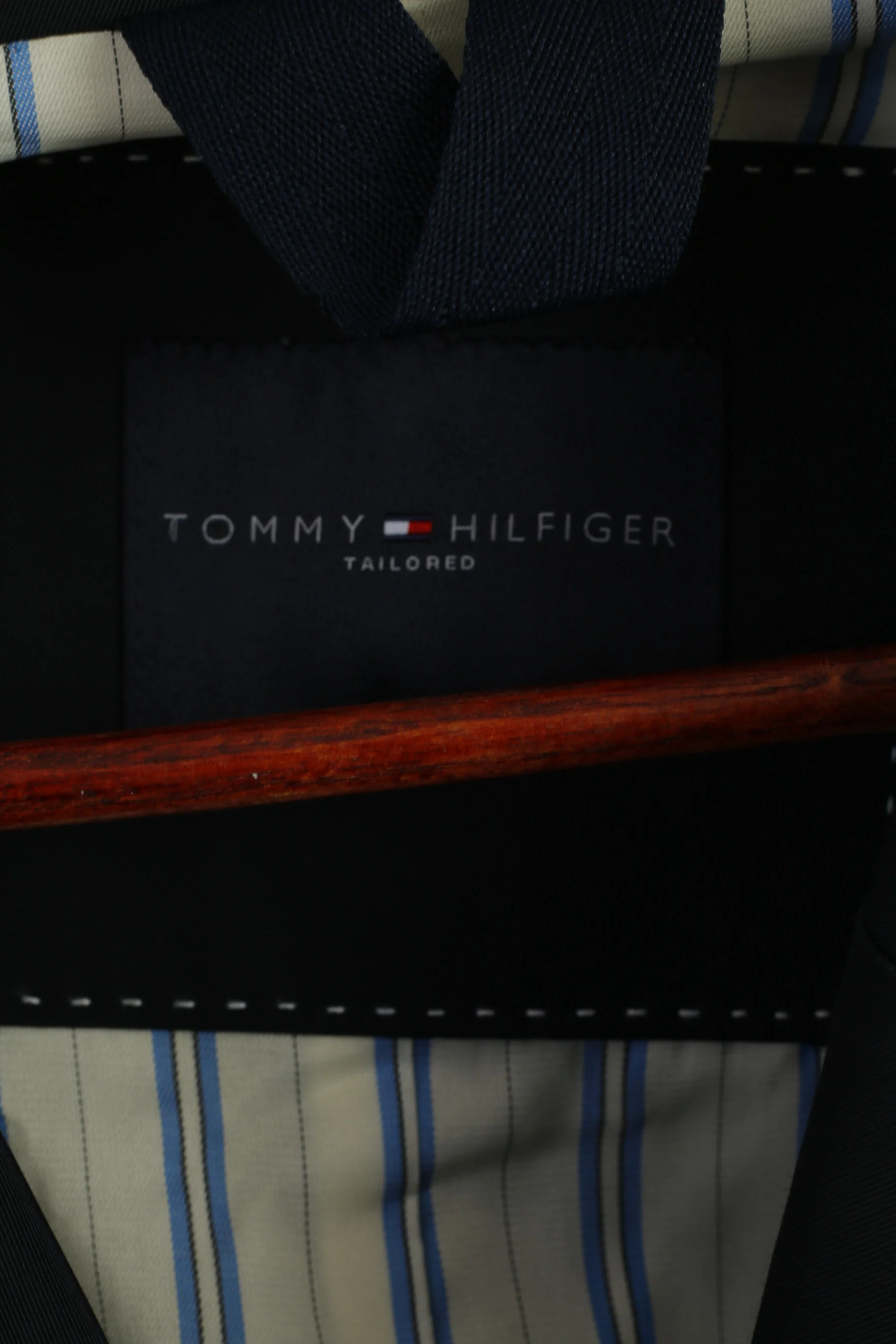 Tommy Hilfiger Tailored Men 54 L Coat Navy Shiny Belted Buttoned Casual Top - Image 6