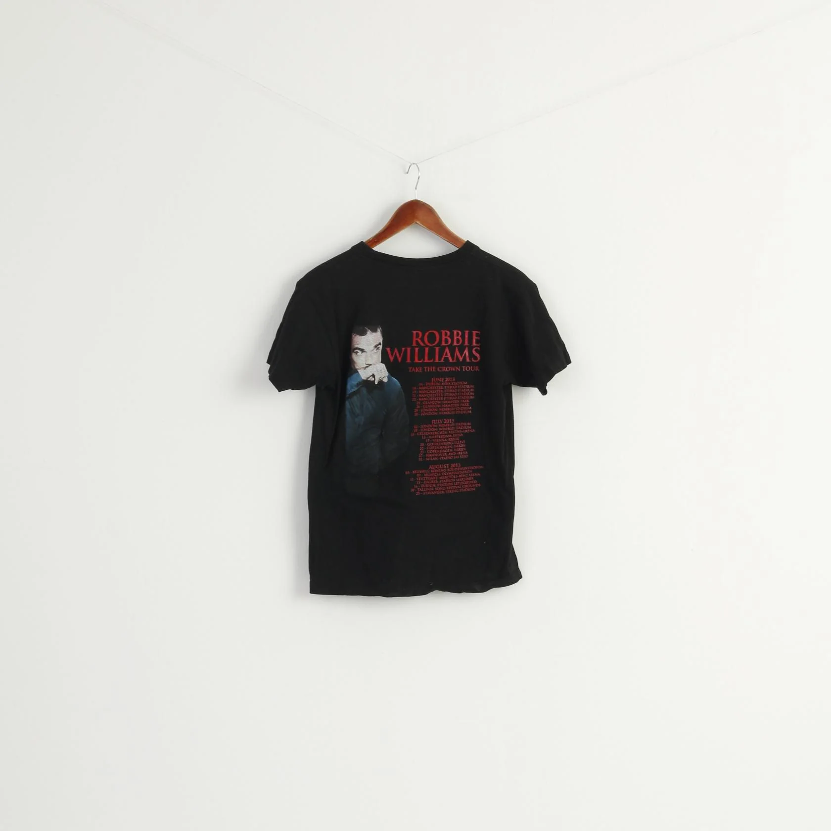 Vintage Women M Shirt Black Cotton Robbie Williams 2013 Tour Crew Neck Top - Image 6
