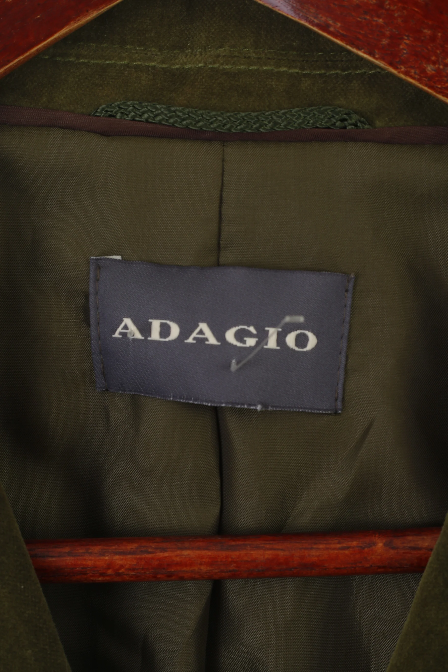 Adagio Women 44 18 XL Blazer Green Cotton Shiny Vintage Single Breasted Jacket - Image 4