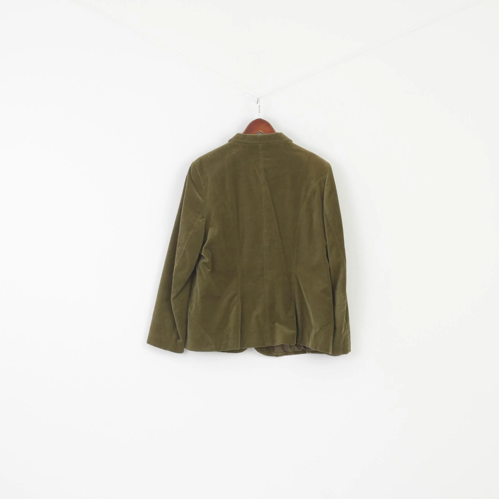 Adagio Women 44 18 XL Blazer Green Cotton Shiny Vintage Single Breasted Jacket - Image 6