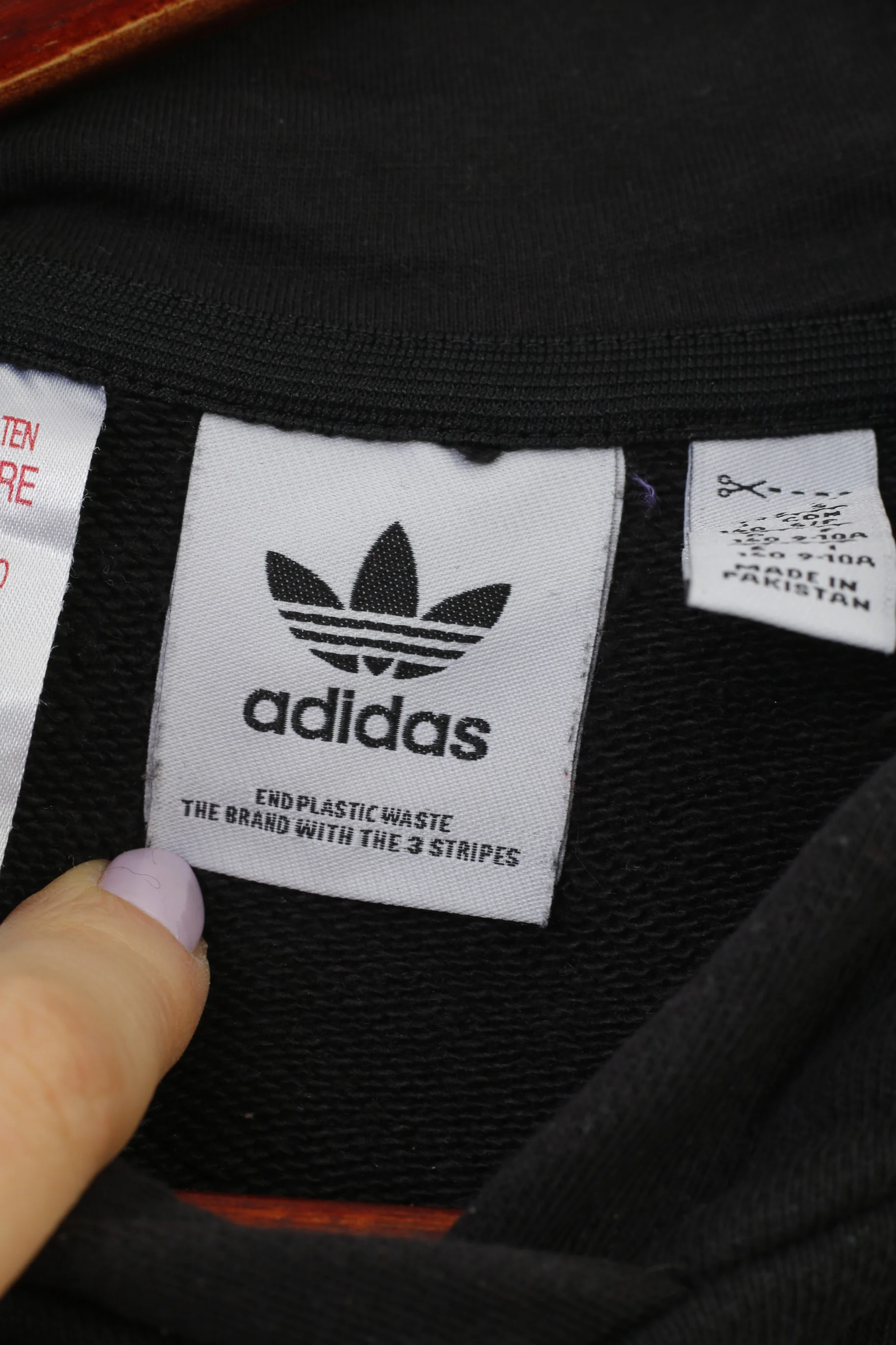 Adidas Girls 140 9 Age Sweatshirt Black Hoodie Cotton Vintage Sport Top - Image 5