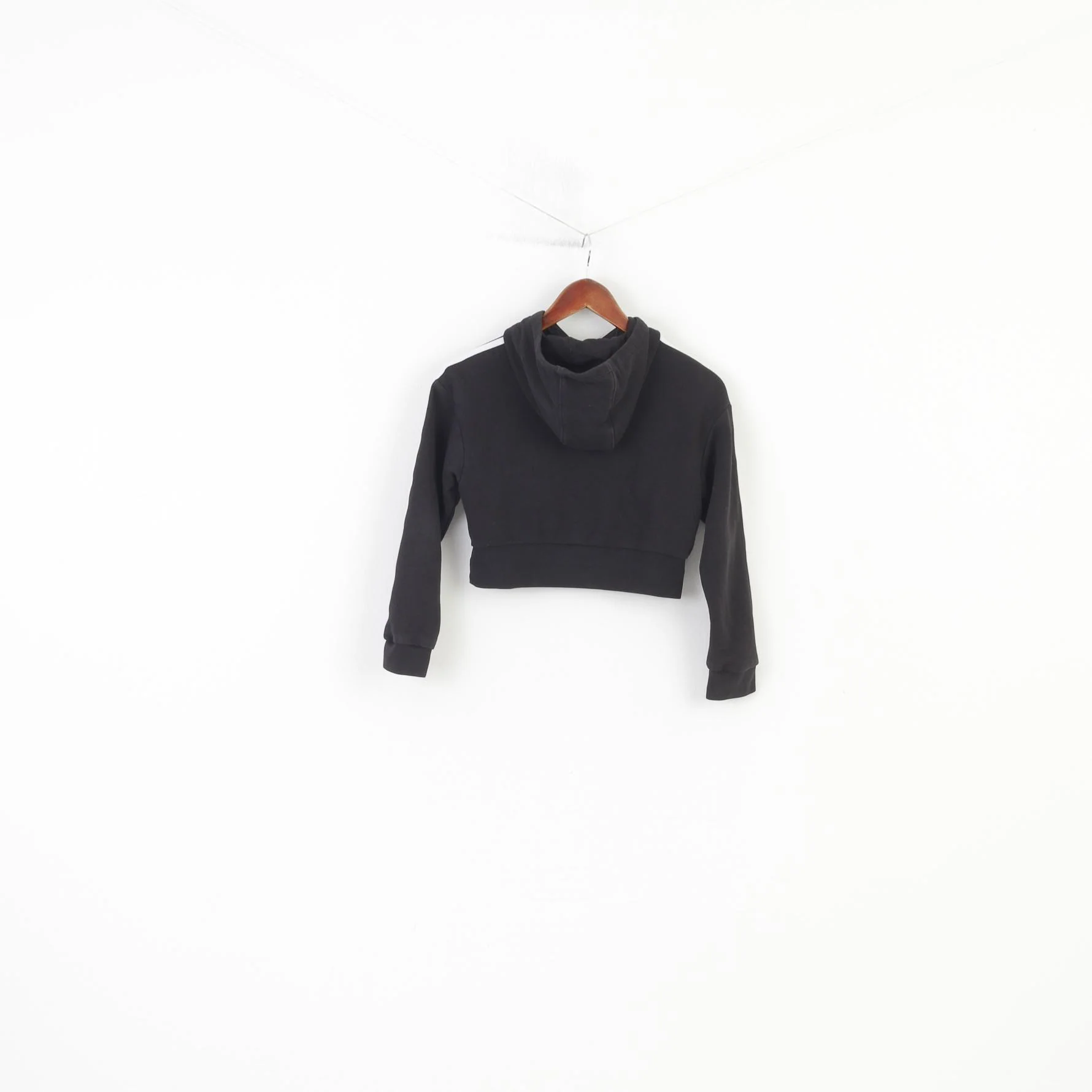 Adidas Girls 140 9 Age Sweatshirt Black Hoodie Cotton Vintage Sport Top - Image 8