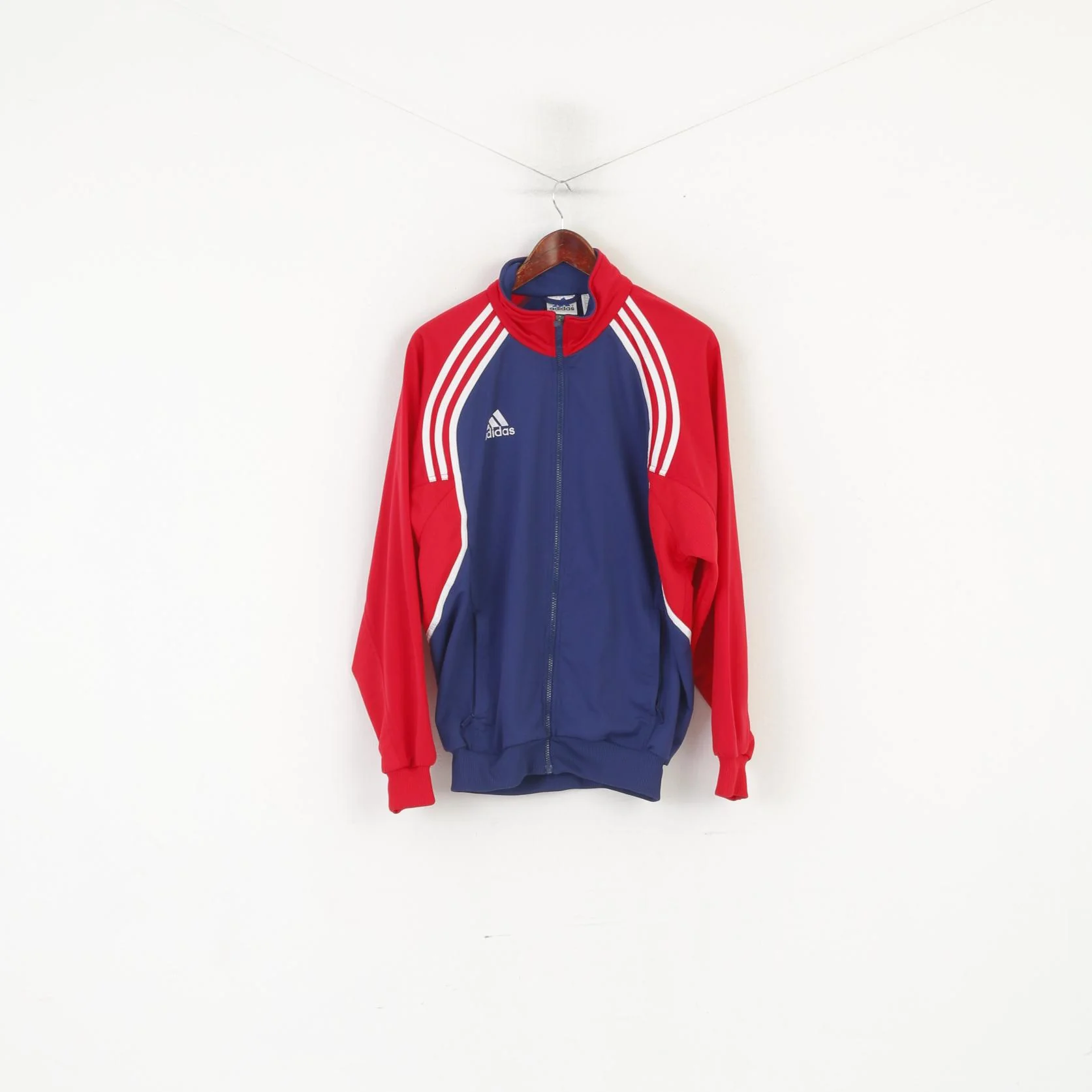 Adidas Men 174 M Sweatshirt Navy Red Vintage 01 Full Zip Shiny Oldschool Track Top - Image 2