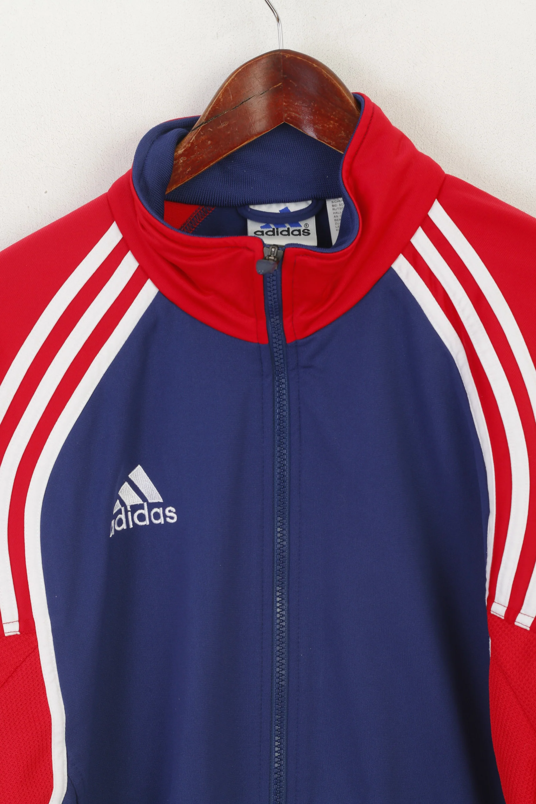 Adidas Men 174 M Sweatshirt Navy Red Vintage 01 Full Zip Shiny Oldschool Track Top - Image 3