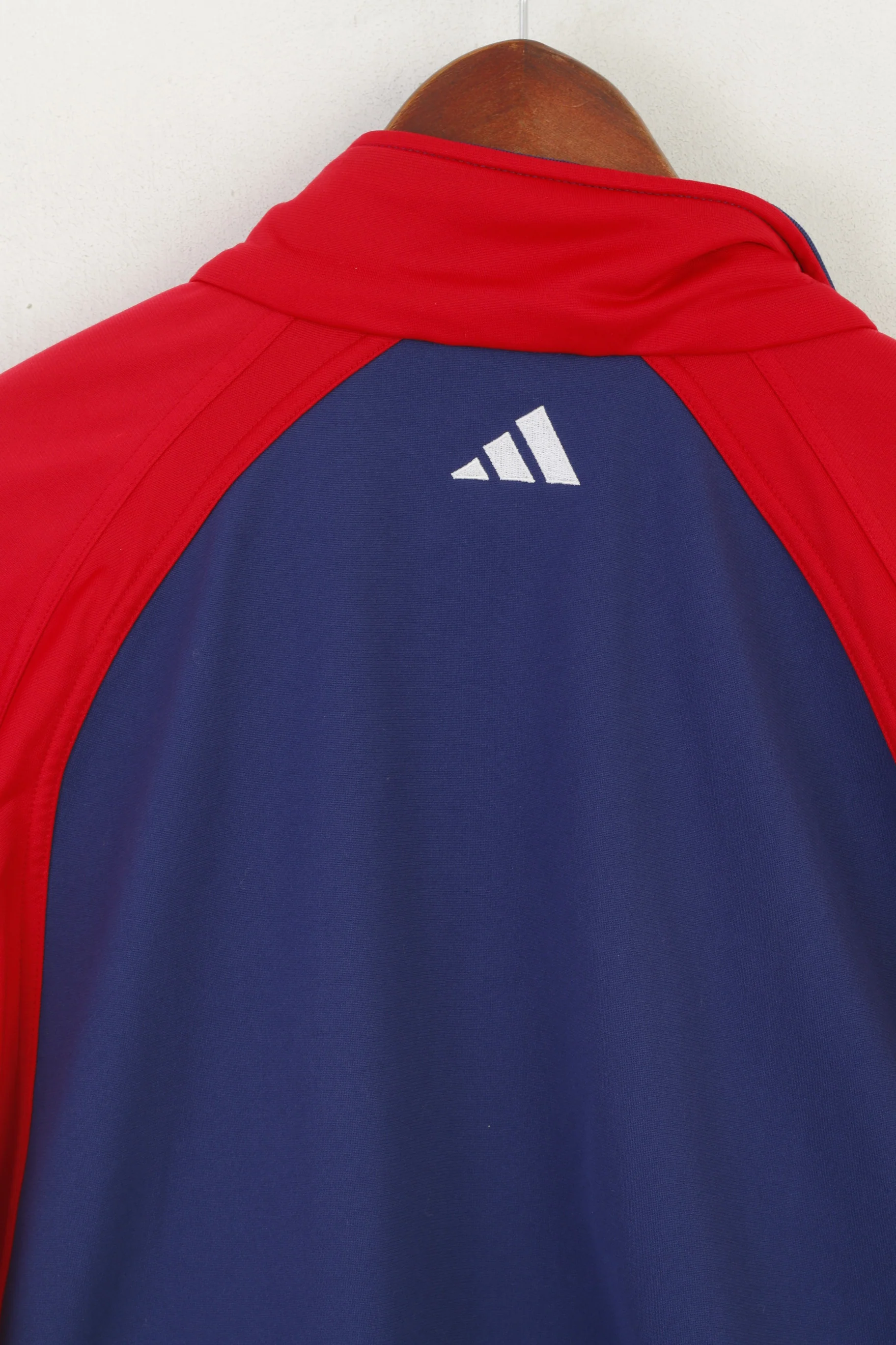 Adidas Men 174 M Sweatshirt Navy Red Vintage 01 Full Zip Shiny Oldschool Track Top - Image 7