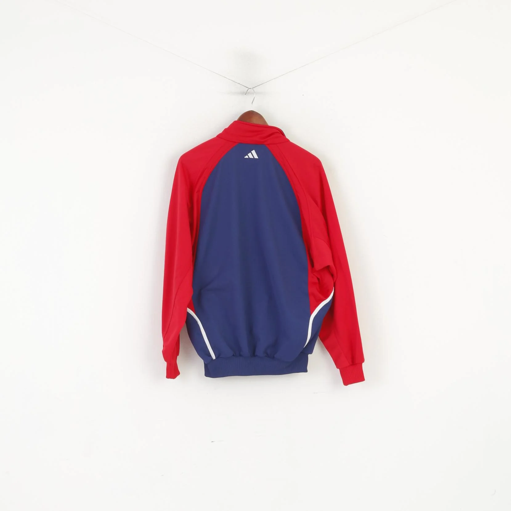 Adidas Men 174 M Sweatshirt Navy Red Vintage 01 Full Zip Shiny Oldschool Track Top - Image 8