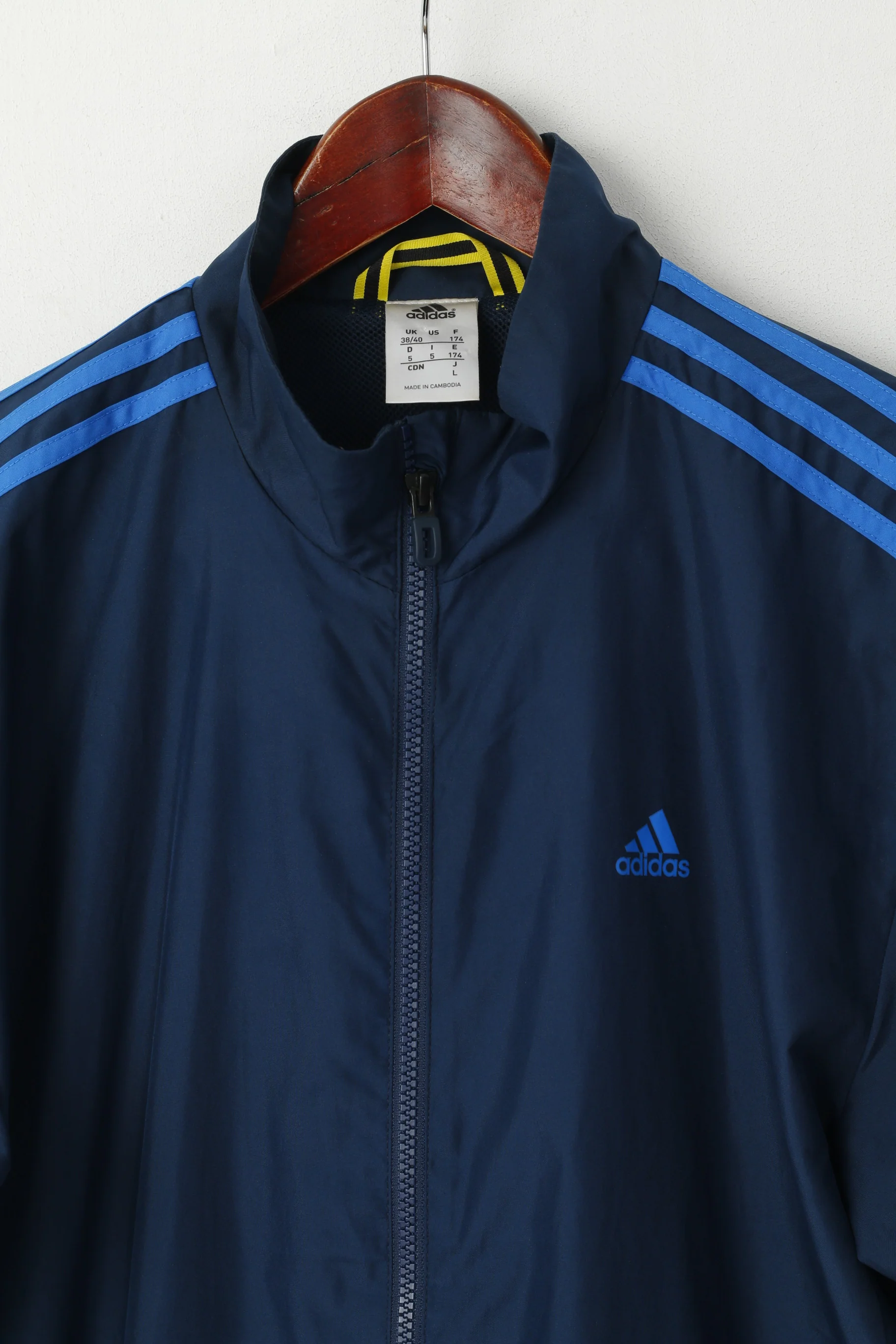 Adidas Men 38/40 M Jacket Navy Training Activewear Bomber Zip Up Top - Image 3