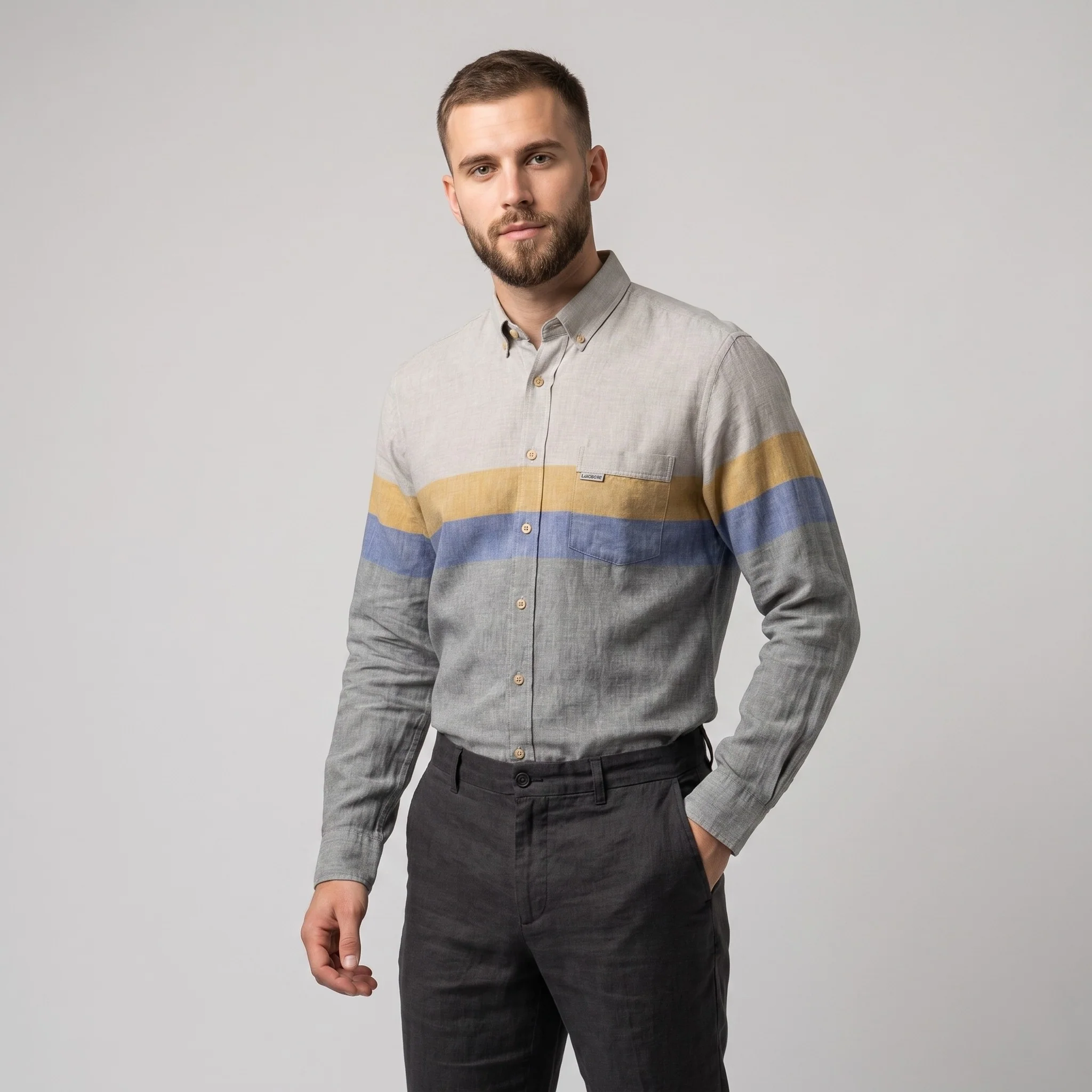 Adidas Men 40 15.5 S Casual Shirt Blue Vintage Cotton West Germany Long Sleeve Top