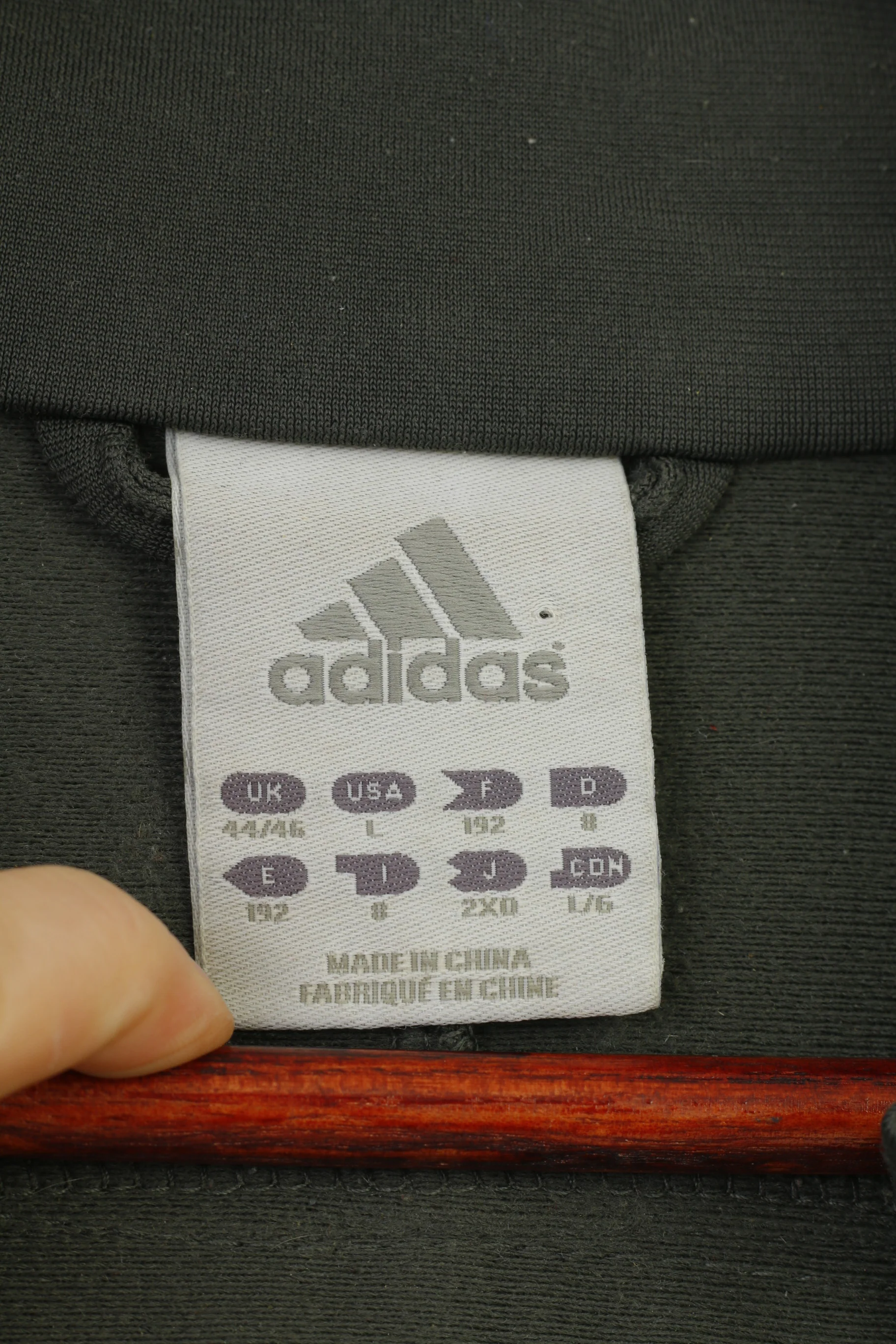 Adidas Men 44 L Sweatshirt Full Zipper Grey Sportswear Vintage Training 3 Stripes Top - Image 5