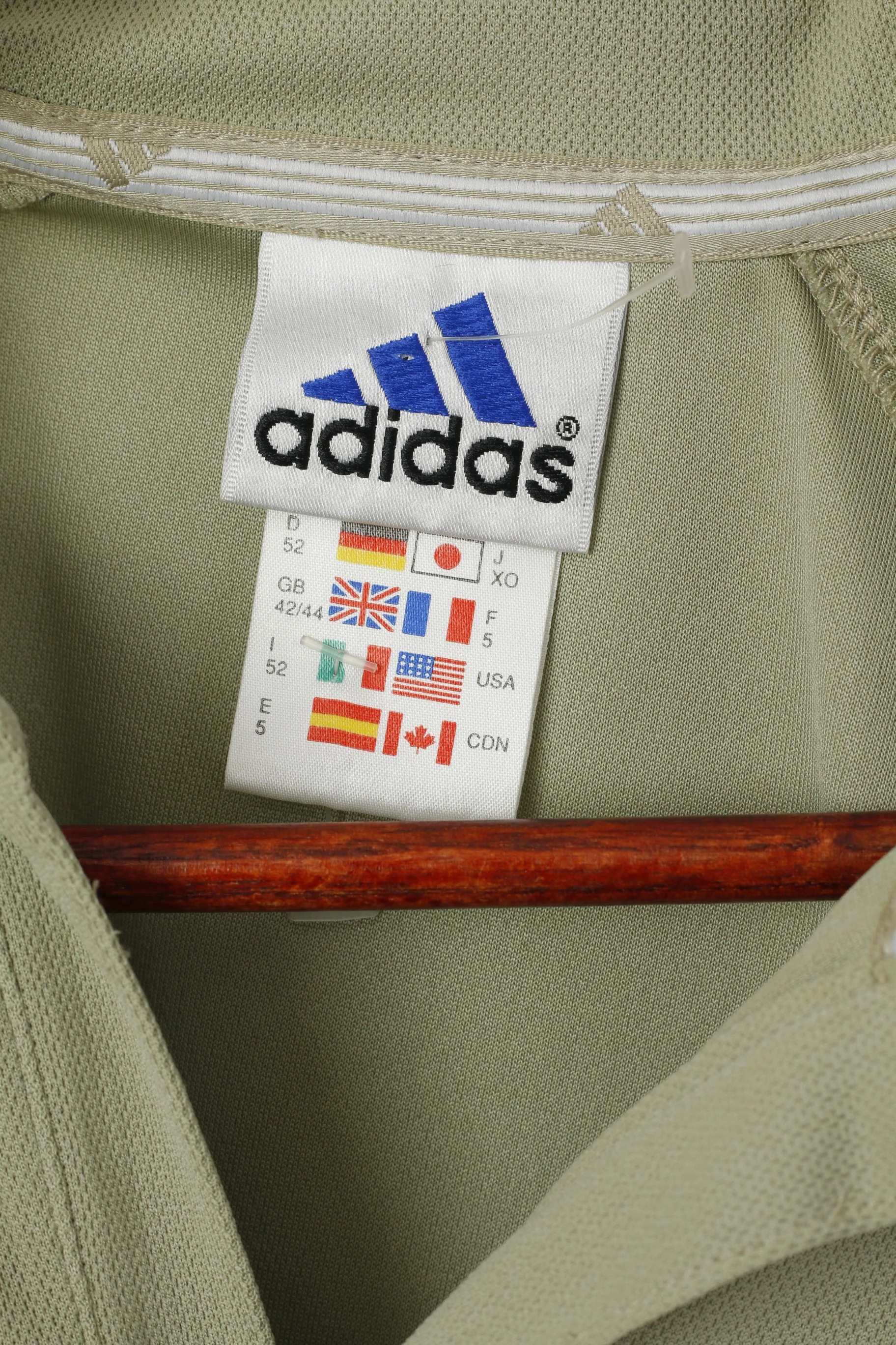 Adidas Men 52 L Polo Shirt Beige Vintage 2001 Climalite Short Sleeve Sport Top - Image 4