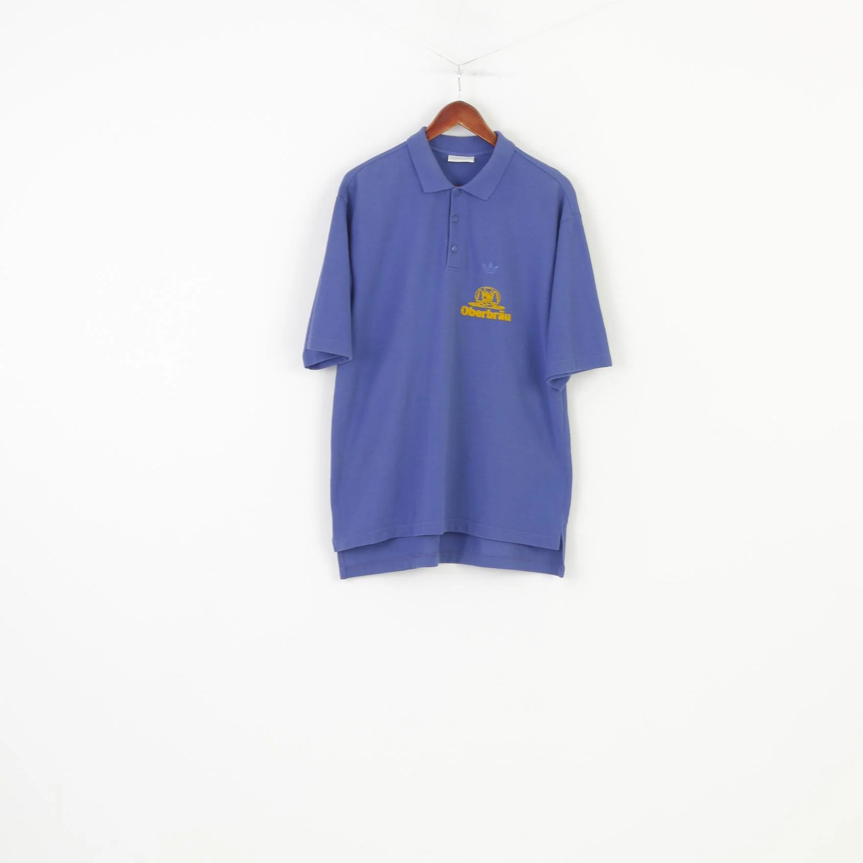 Adidas Men 52 L Polo Shirt Navy Cotton Vintage Collar Oberbrau Sport Top