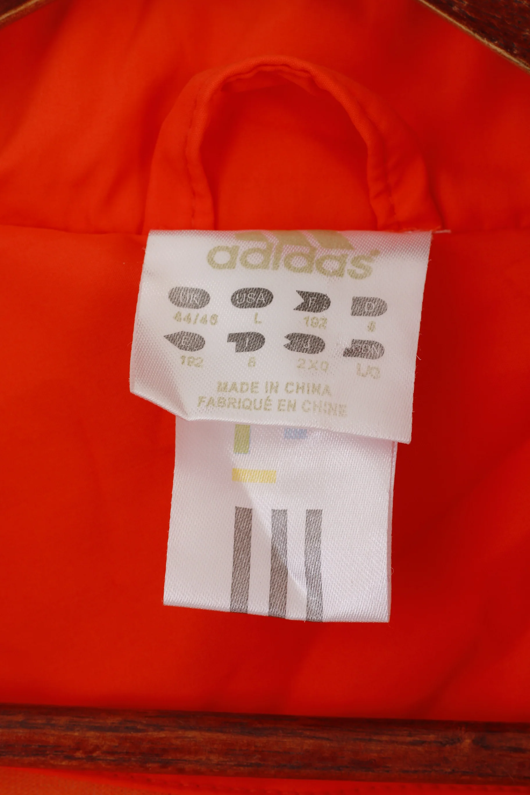 Adidas Men L 182 Jacket Orange Vintage Hooded Sportswear Full Zip Top - Image 6