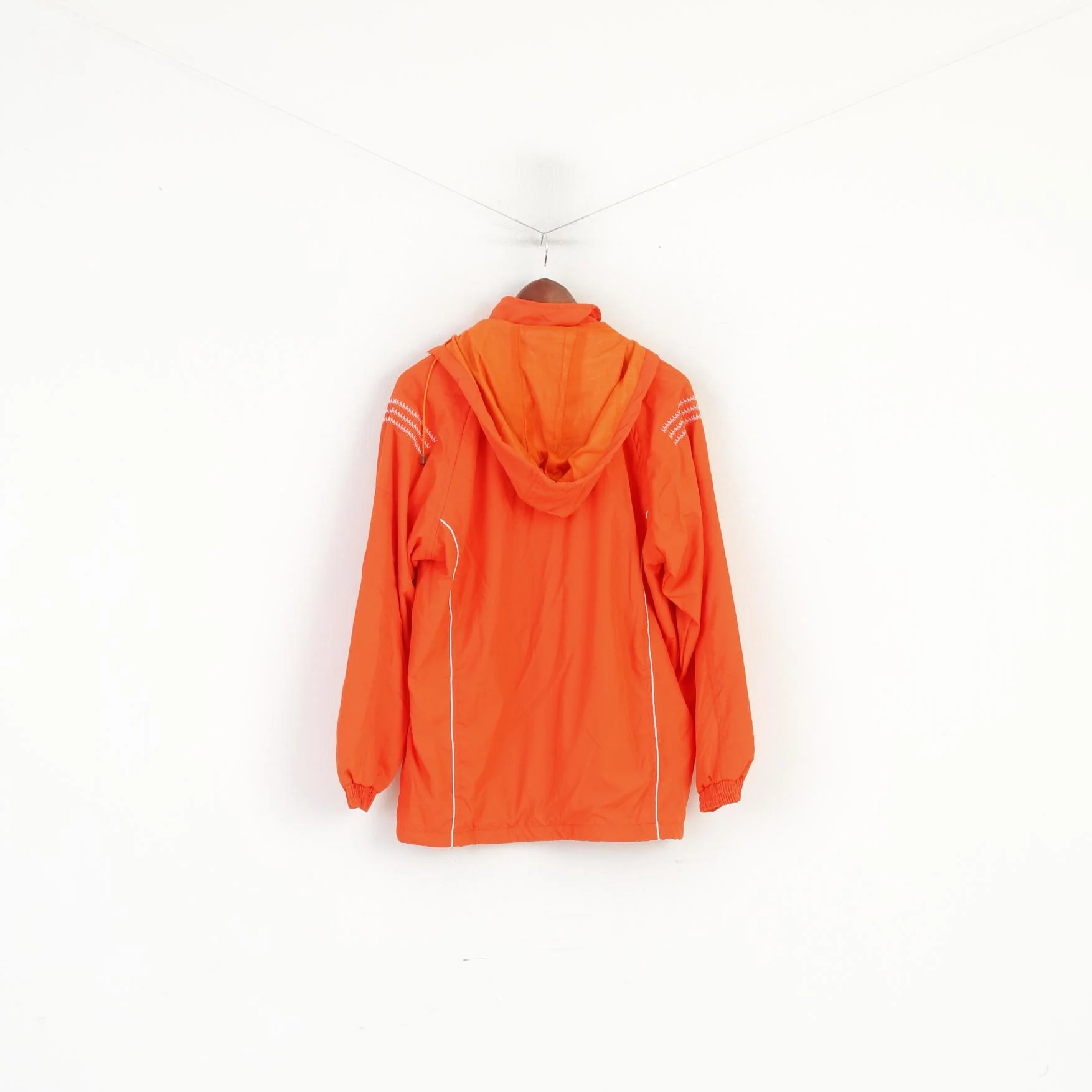 Adidas Men L 182 Jacket Orange Vintage Hooded Sportswear Full Zip Top - Image 9