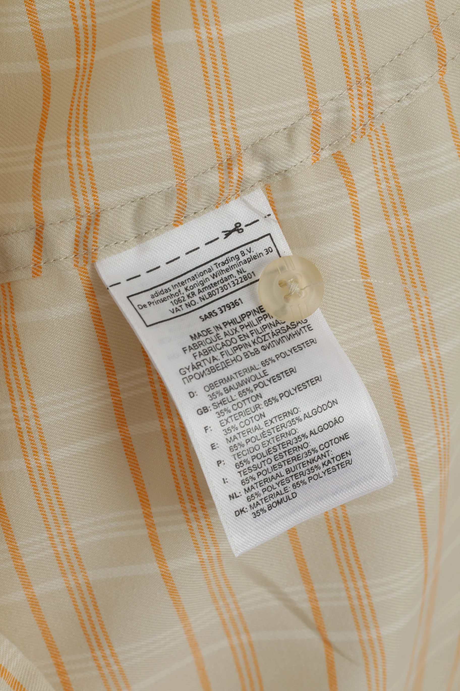 Adidas Men  L Casual Shirt Beige Pockets Trekking Outdoor Cotton Blend Buttons Top - Image 7