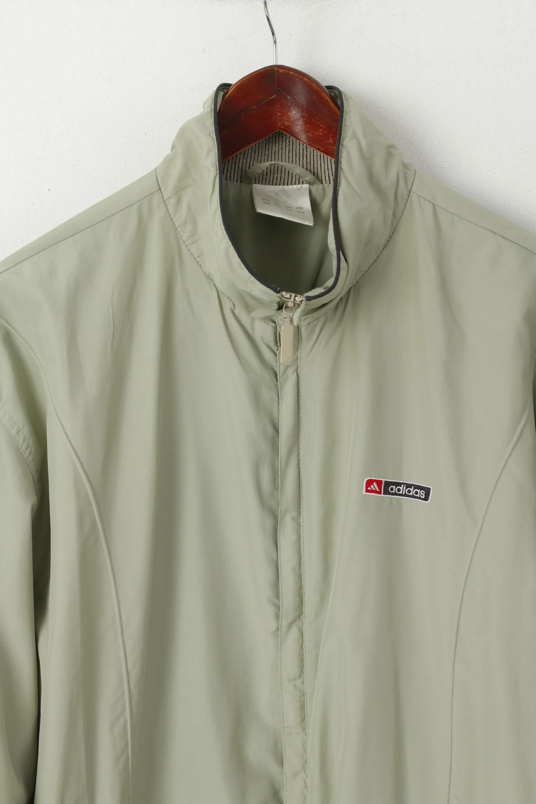 Adidas Men L Jacket Beige Vintage Sportswear Lightweight Retro Zip Up Top - Image 3