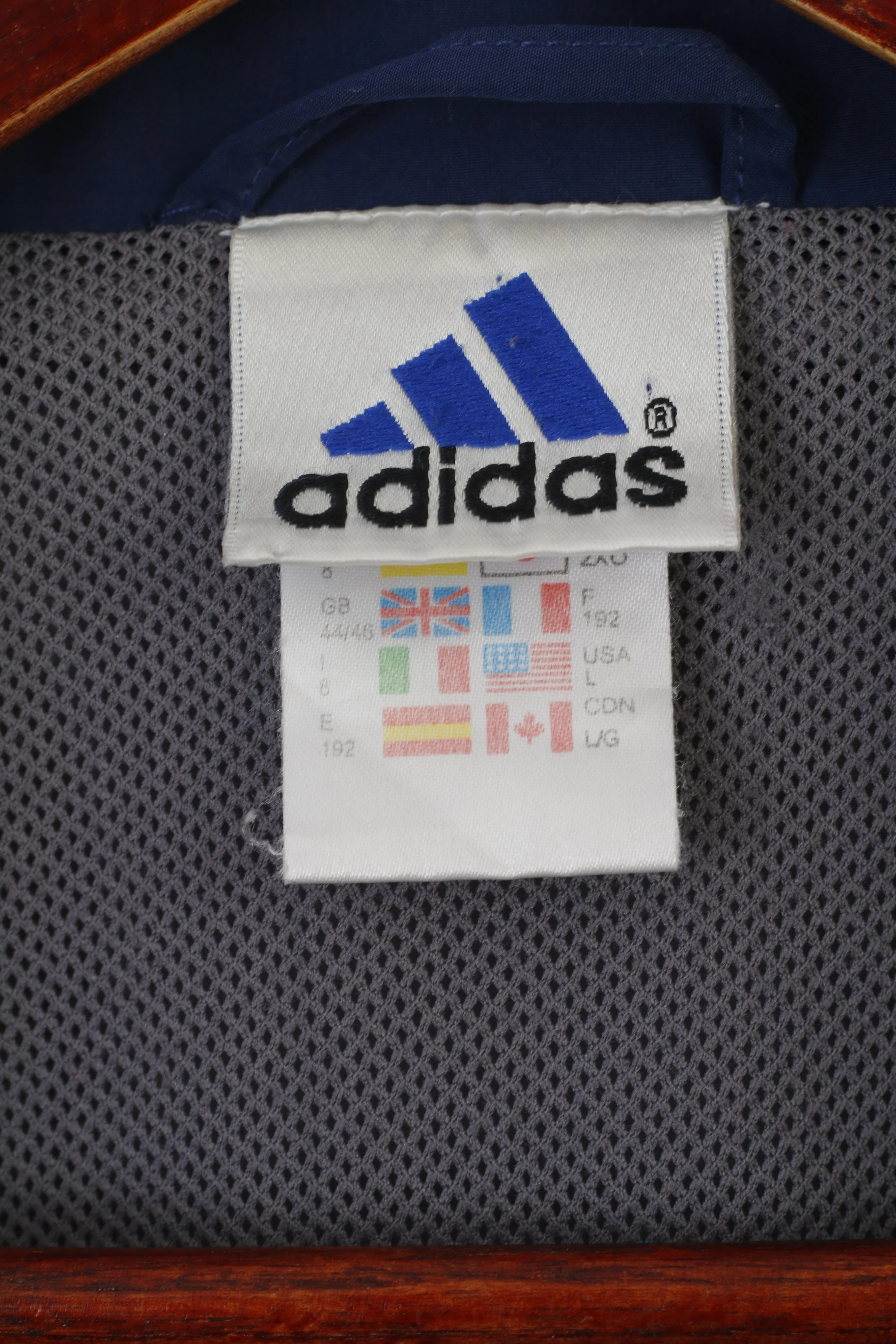 Adidas Men L Jacket Navy Gray Vintage Full Zipper 90s Lightweight Sportswear Top - Image 5