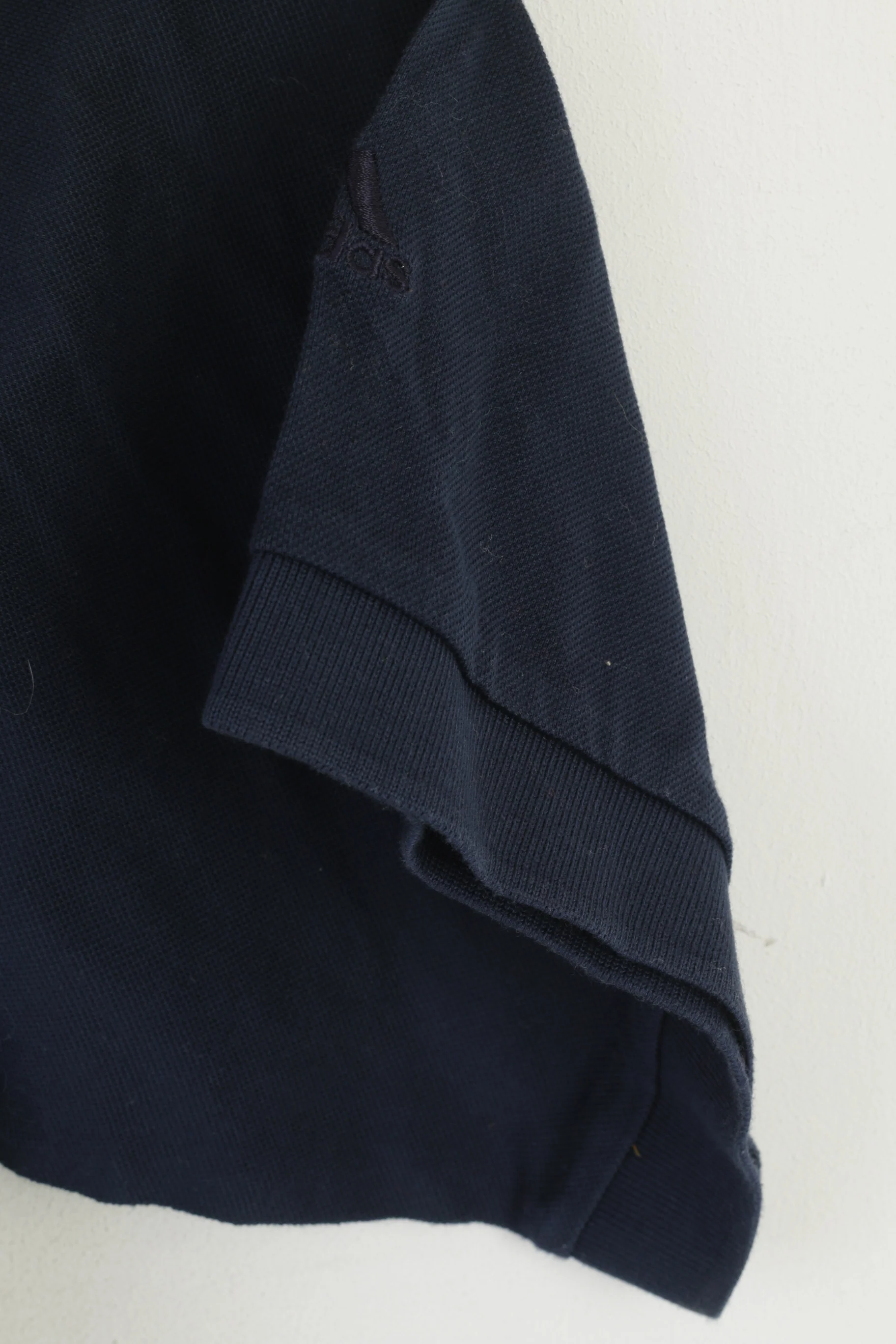 Adidas Men L Polo Shirt Navy Cotton 60'w 2 Ply Mercerized Classic Plain Retro Top - Image 3