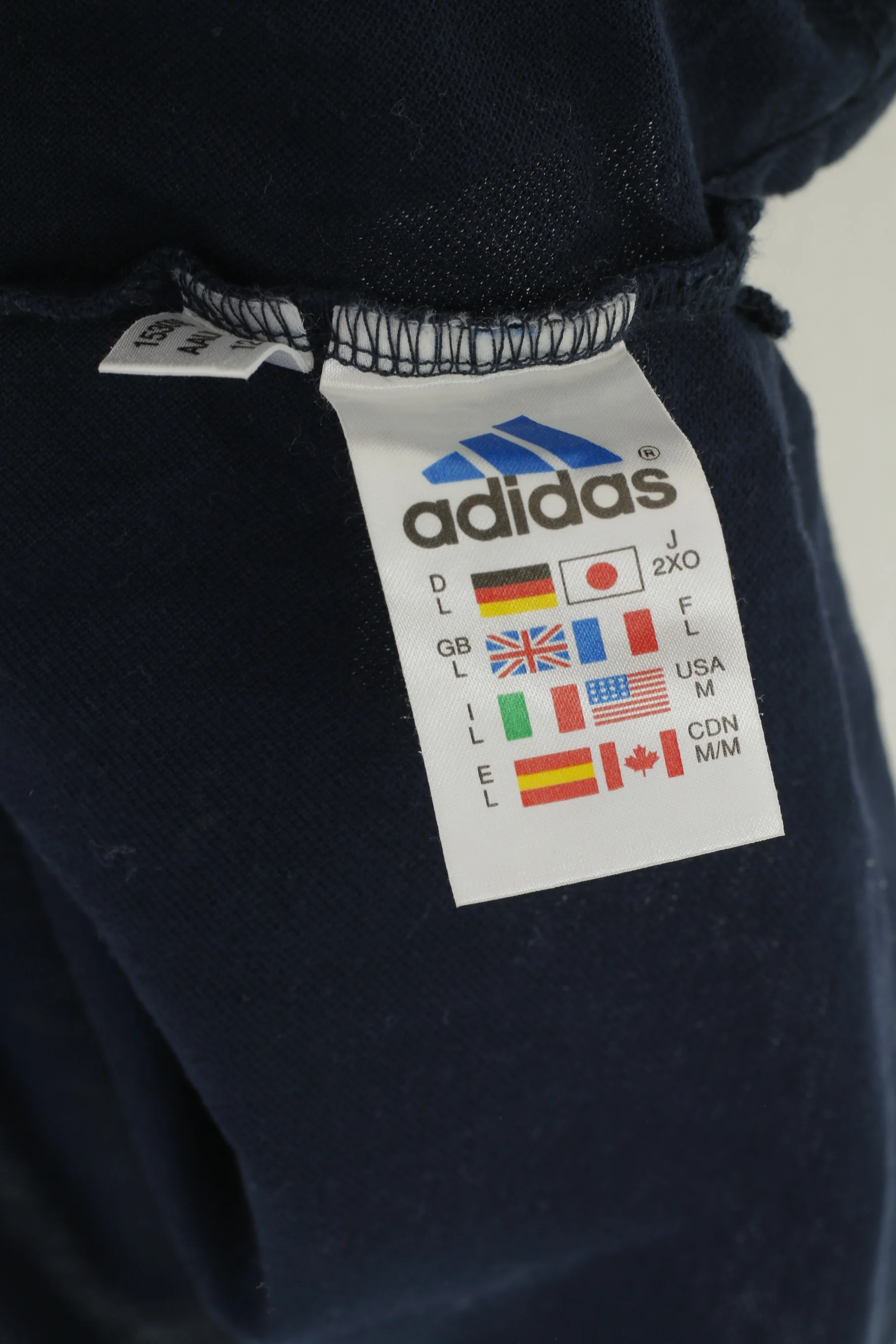 Adidas Men L Polo Shirt Navy Cotton 60'w 2 Ply Mercerized Classic Plain Retro Top - Image 5
