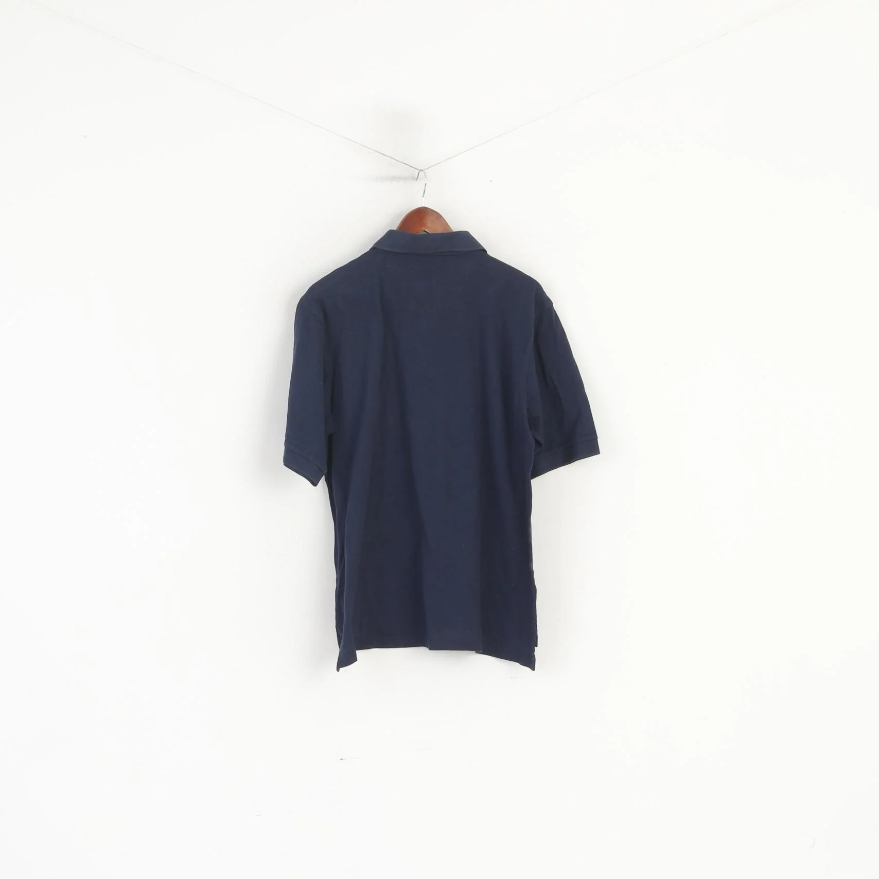 Adidas Men L Polo Shirt Navy Cotton 60'w 2 Ply Mercerized Classic Plain Retro Top - Image 6