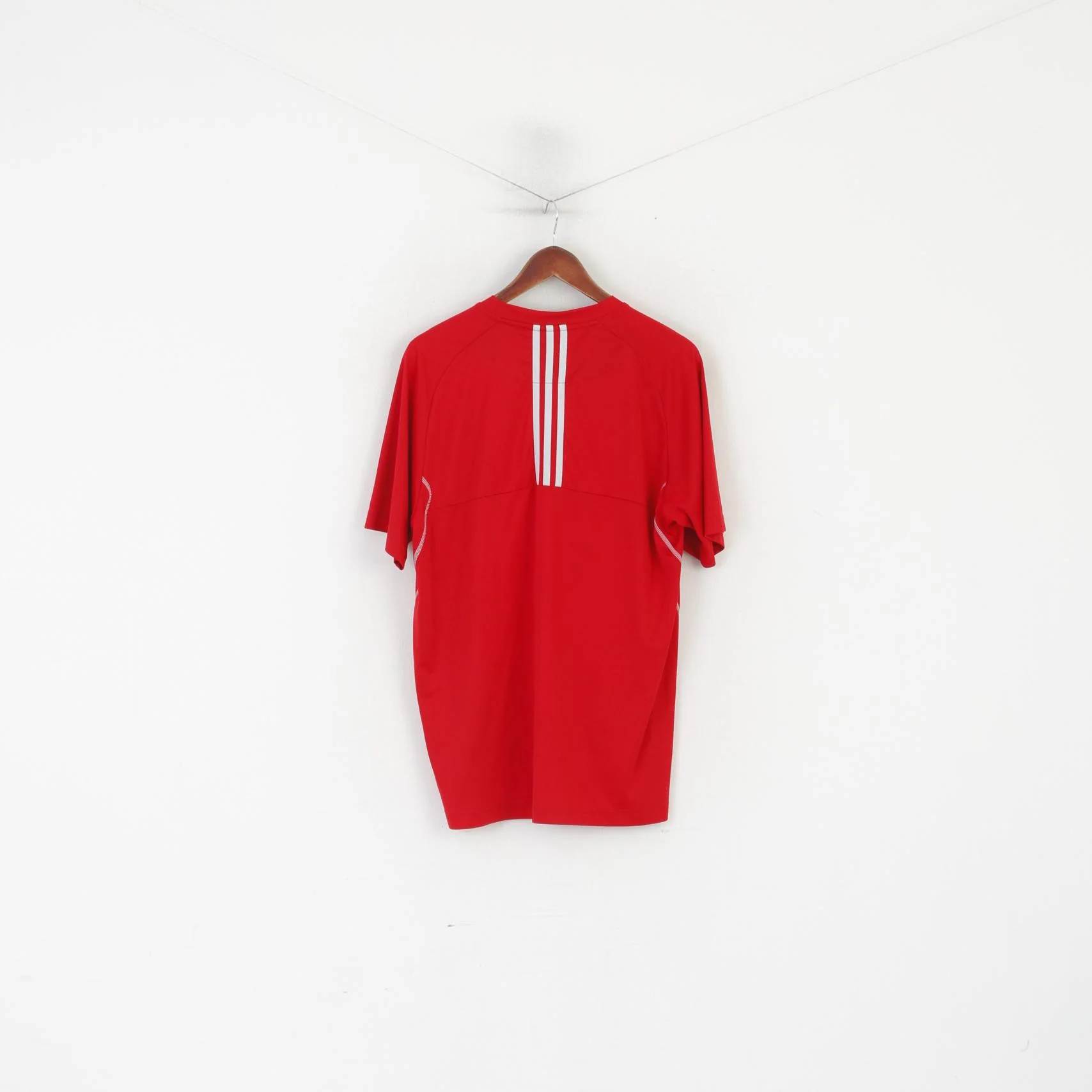 Adidas Men L Shirt Red Sportswear Vintage Training Gym Jersey Top - Image 6