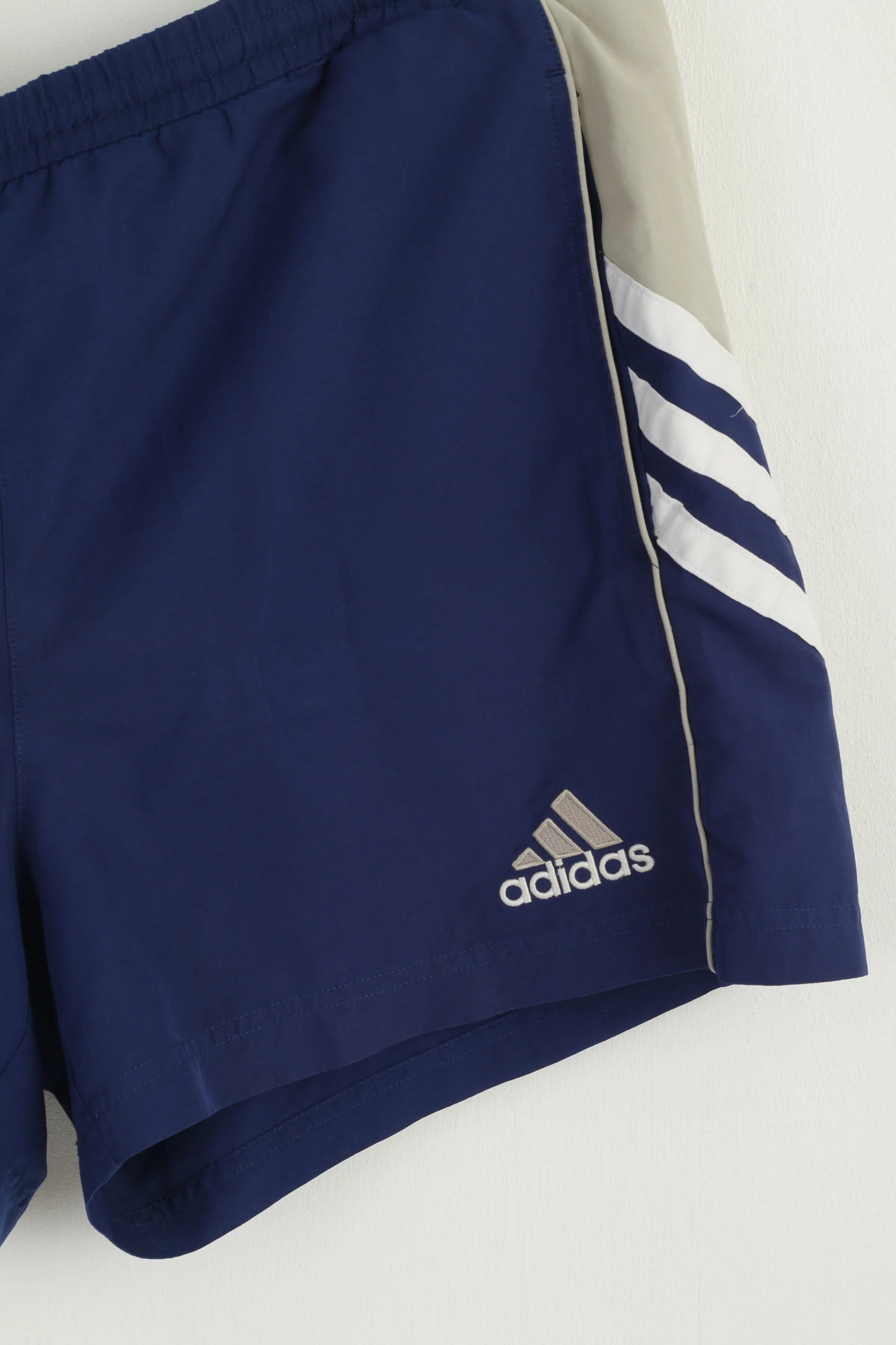 Adidas Men L Shorts Navy Vintage 2000 Sportswear Retro Drawstling - Image 2