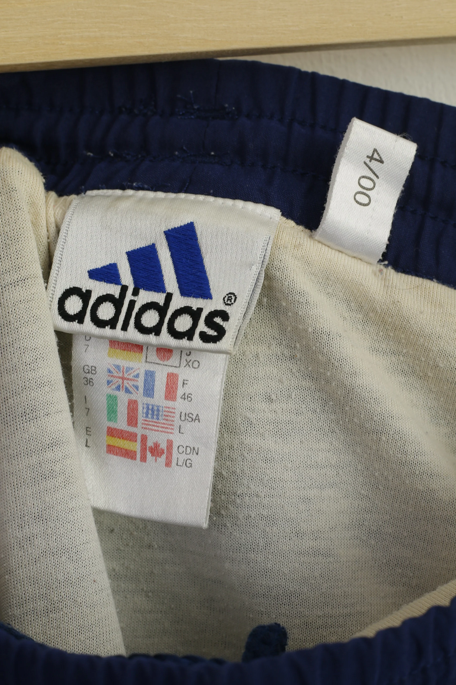 Adidas Men L Shorts Navy Vintage 2000 Sportswear Retro Drawstling - Image 3