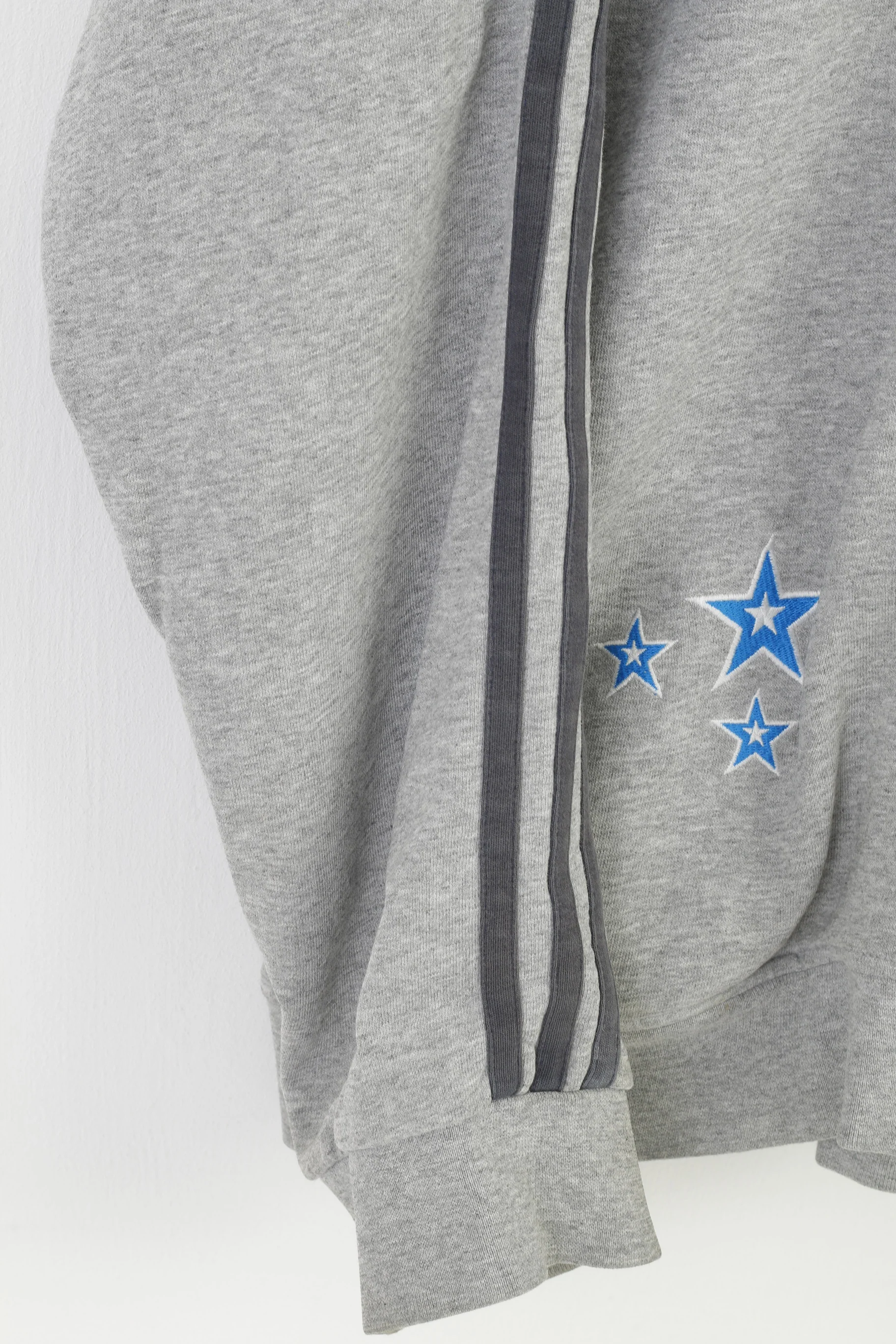 Adidas Men L Sweatshirt Grey Cotton Spar Stars Squad Hoodie Full Zipper Vintage Top - Image 3