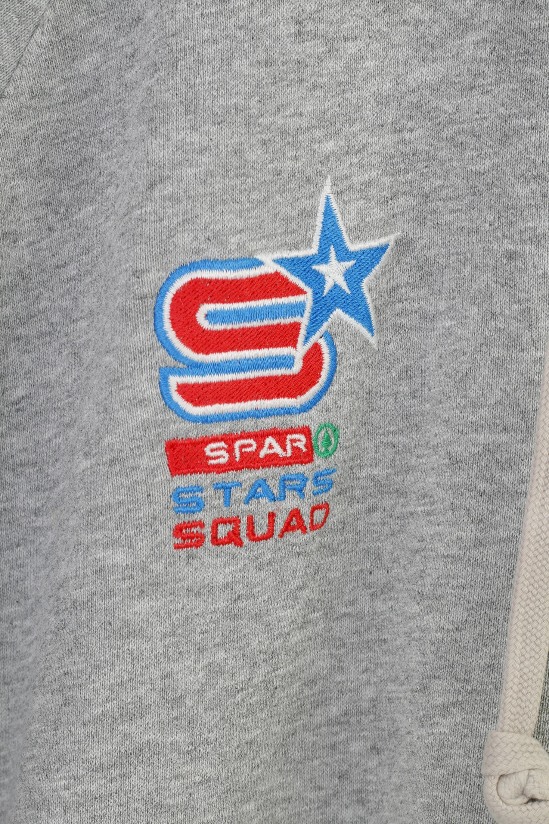 Adidas Men L Sweatshirt Grey Cotton Spar Stars Squad Hoodie Full Zipper Vintage Top - Image 4