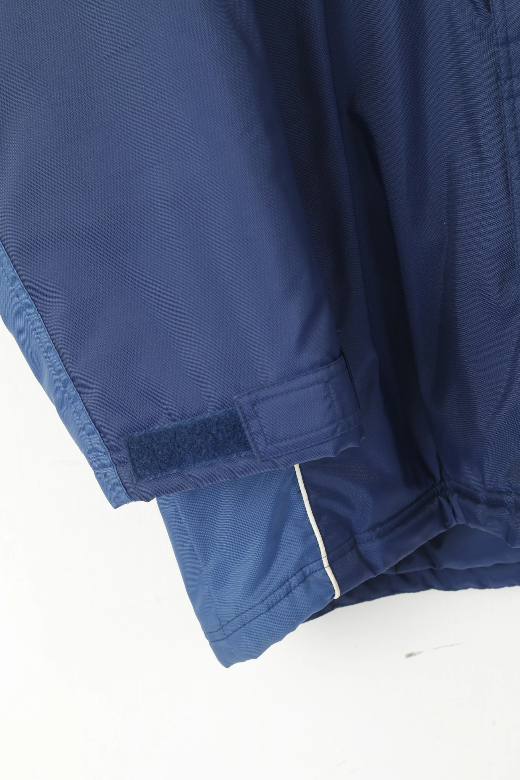 Adidas Men M 174 Jacket Blue Vintage Padded Nylon Waterproof Hidden Hood Parka - Image 4