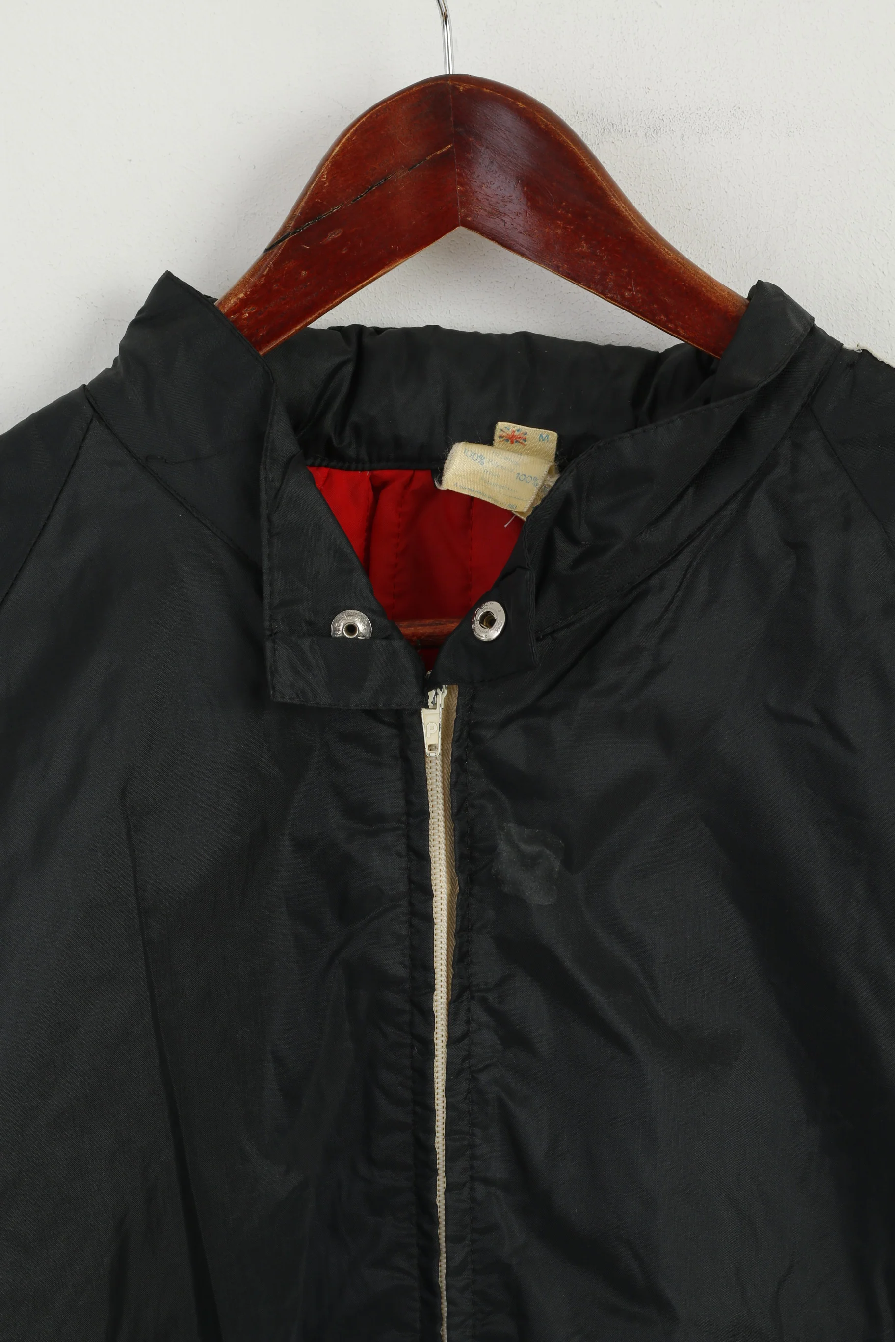 Adidas Men M Jacket Vintage 80s Black Nylon Full Zipper Hidden Hood Oldschool Top - Image 2