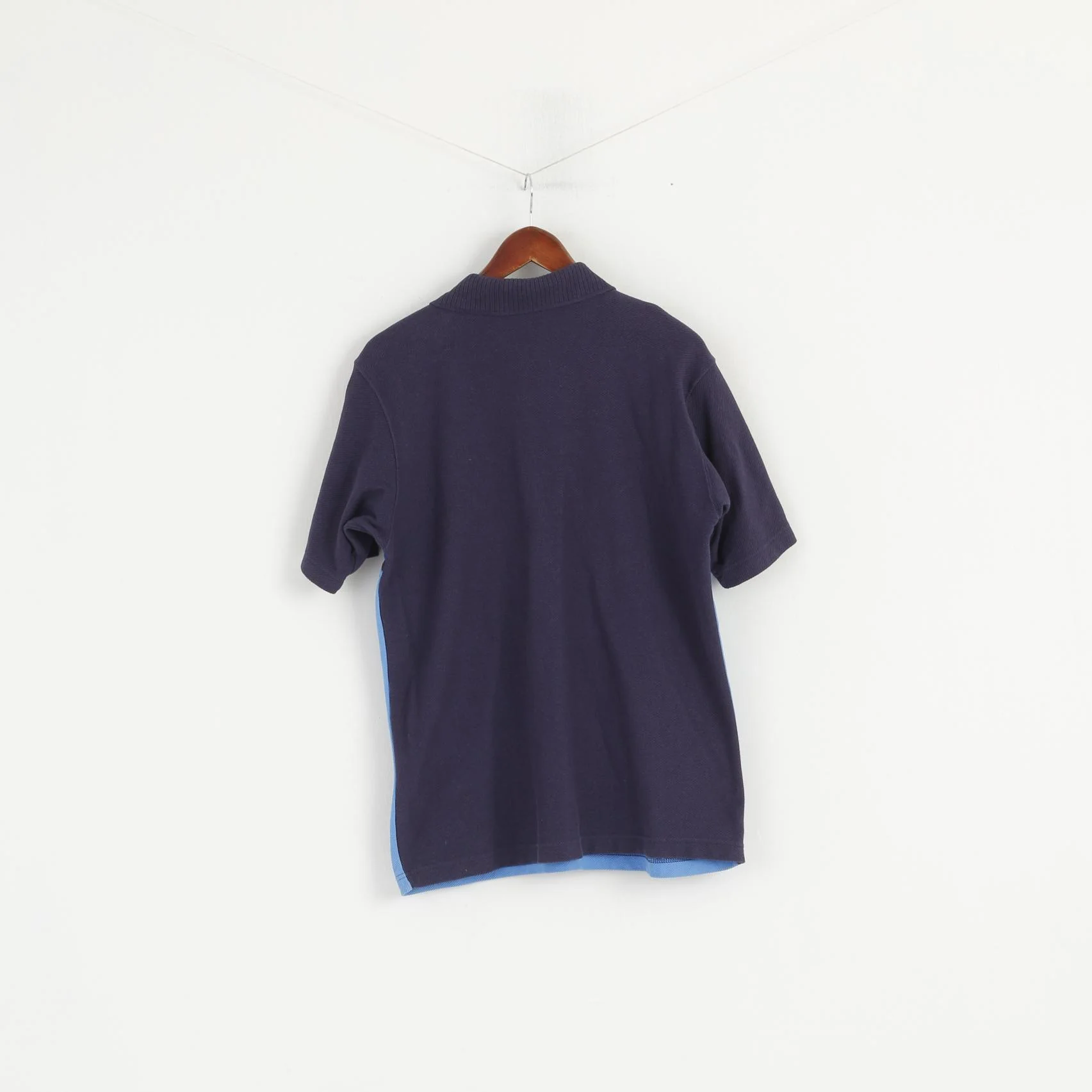 Adidas Men M Polo Shirt Navy Blue Cotton Vintage 00' Zip Neck Sportswear Top - Image 8